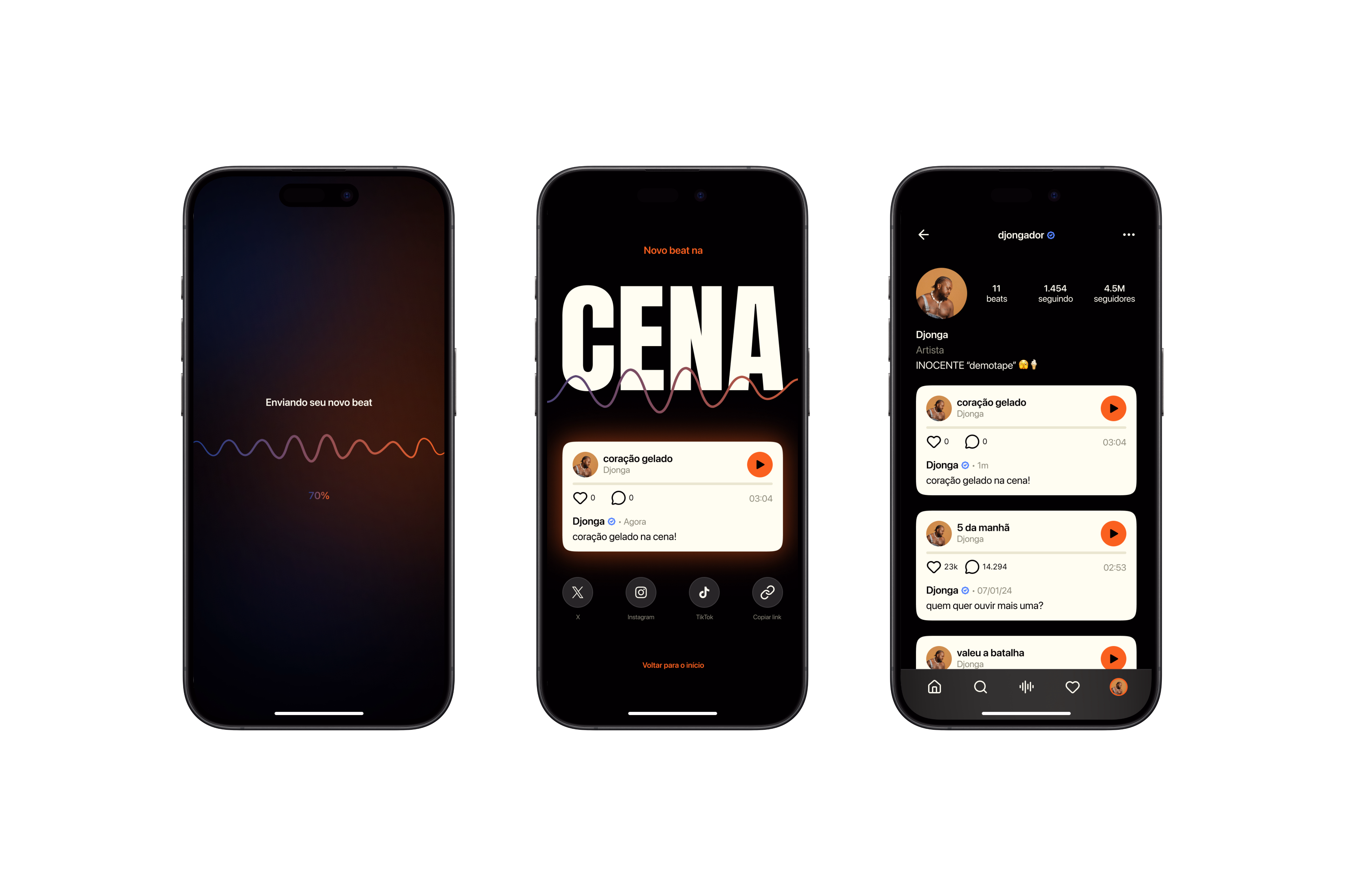 Cena — Telas 7 a 9 do app
