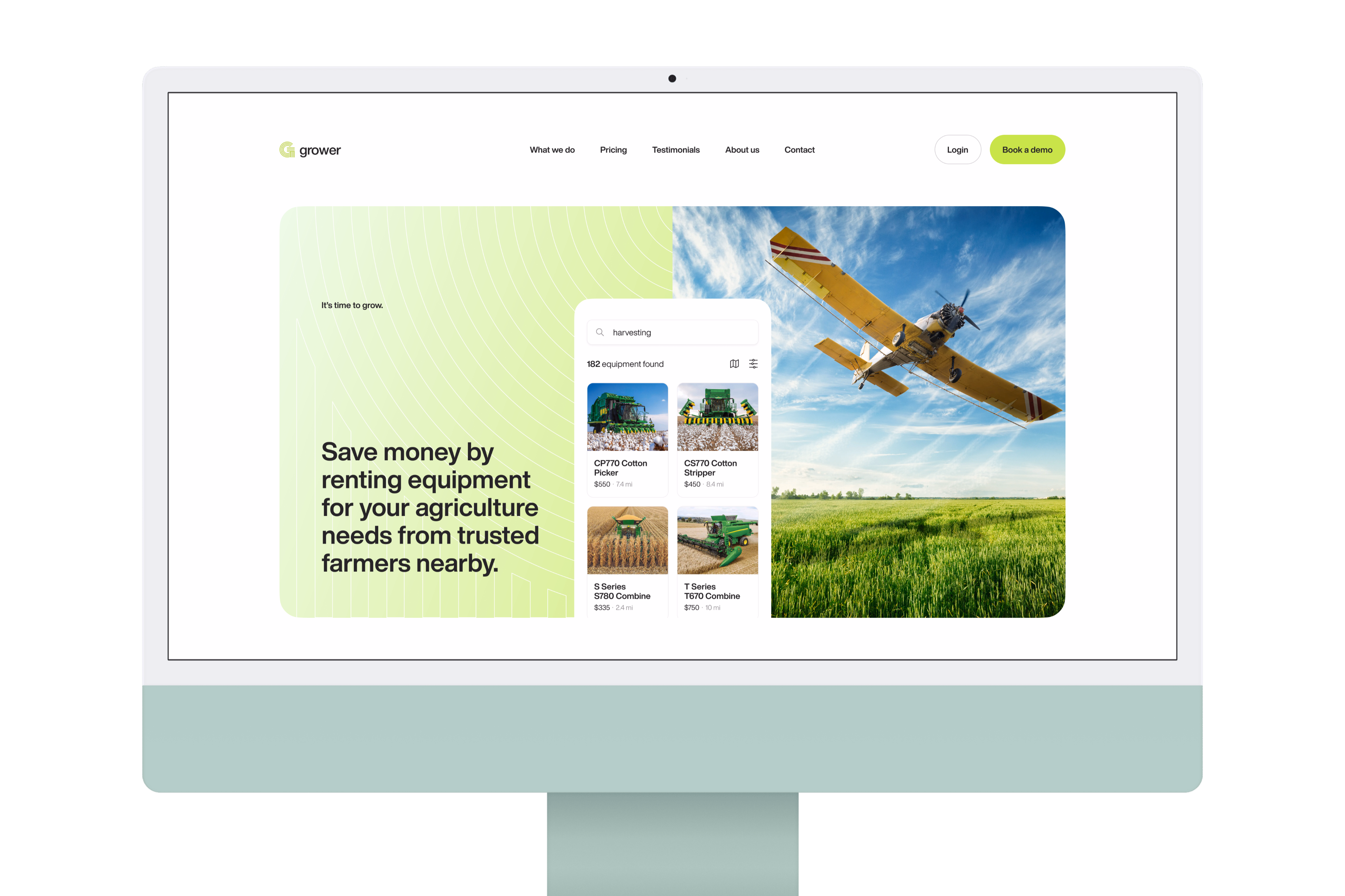 Grower — Tela desktop da plataforma