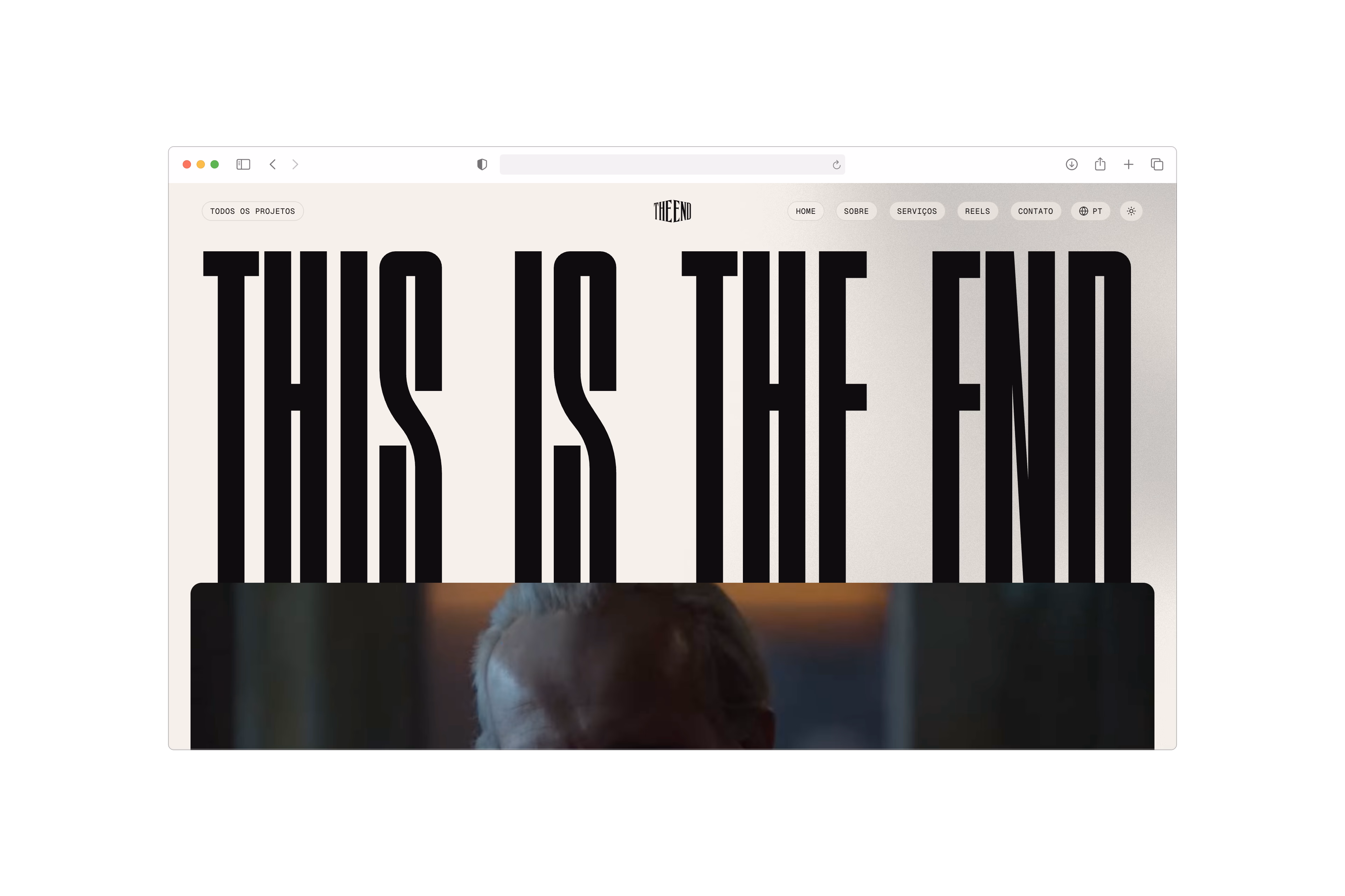 The End — Desktop home page in light mode