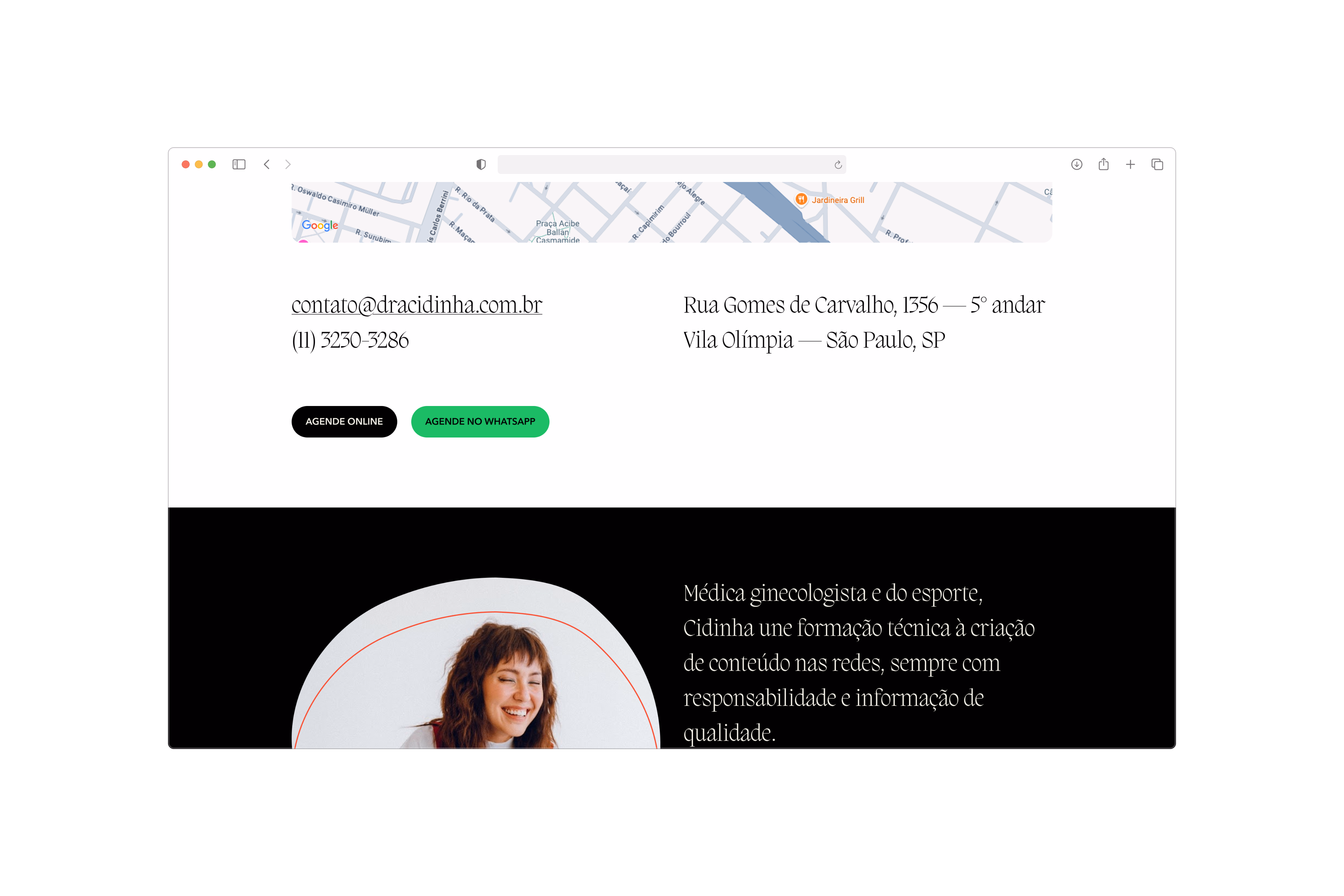 Cidinha — Outra seção do site em desktop