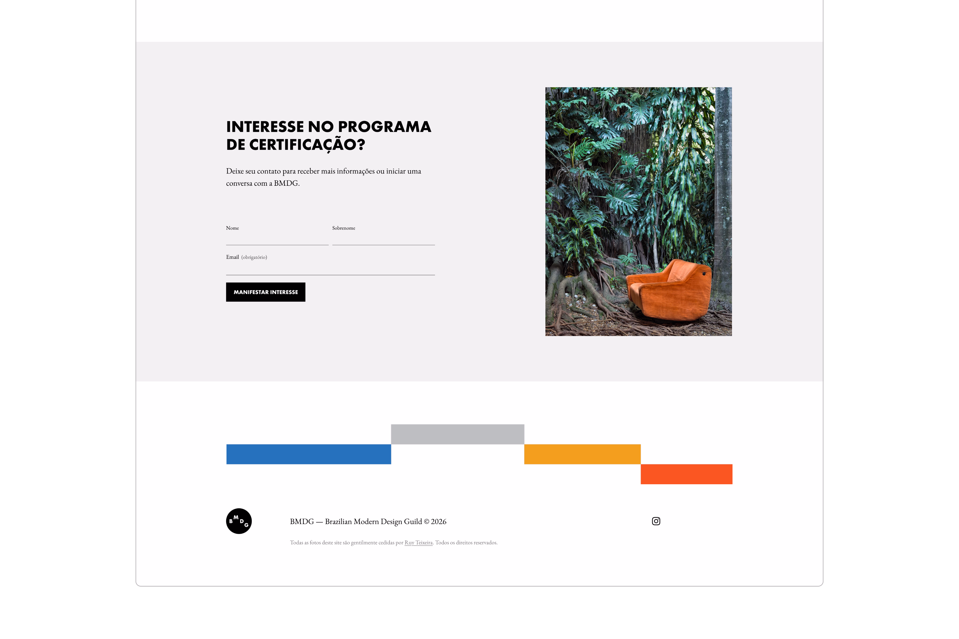 BMDG — Outra seção do site em desktop