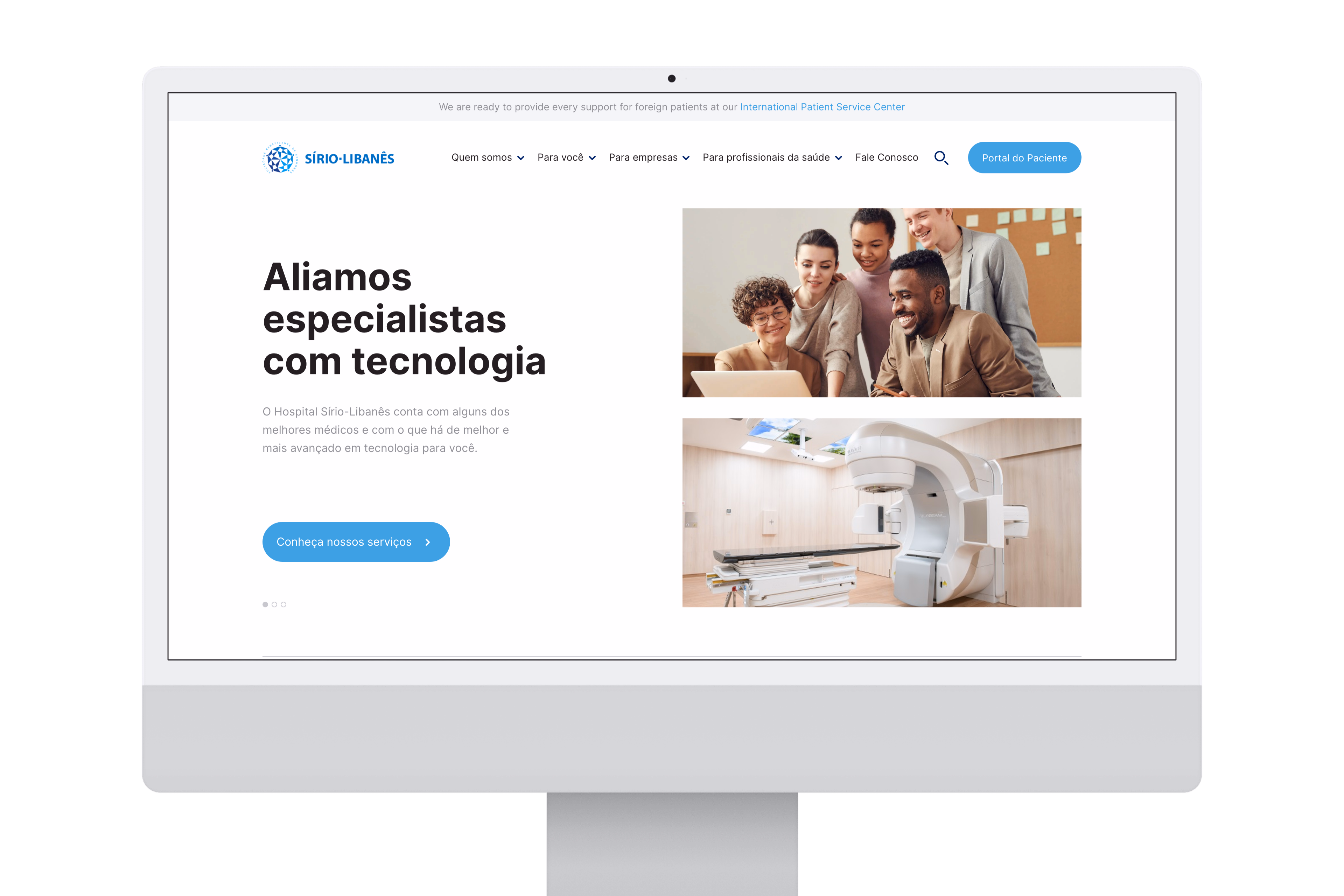 Sírio-Libanês — Home do site em desktop
