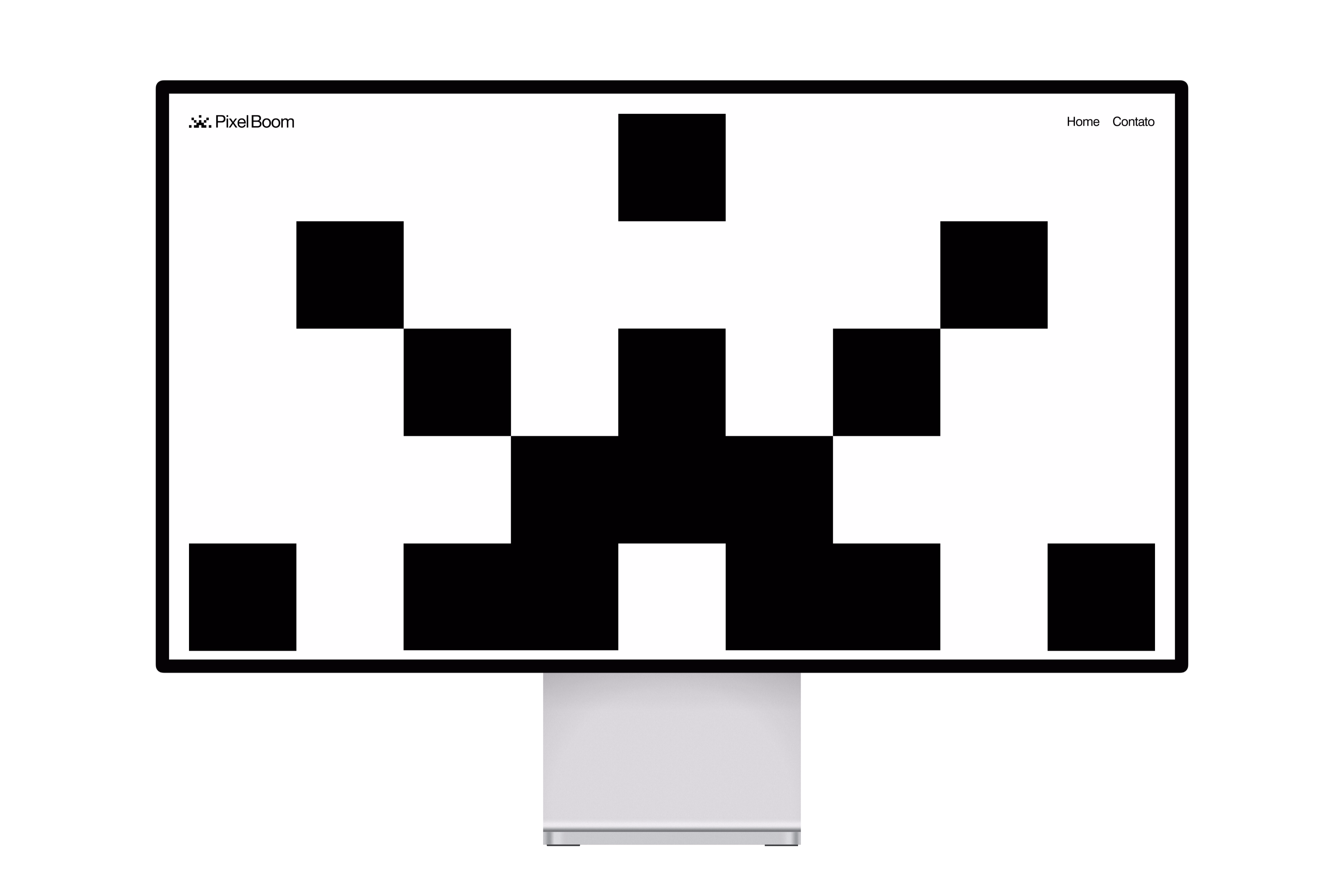 Pixel Boom — Home do site em desktop