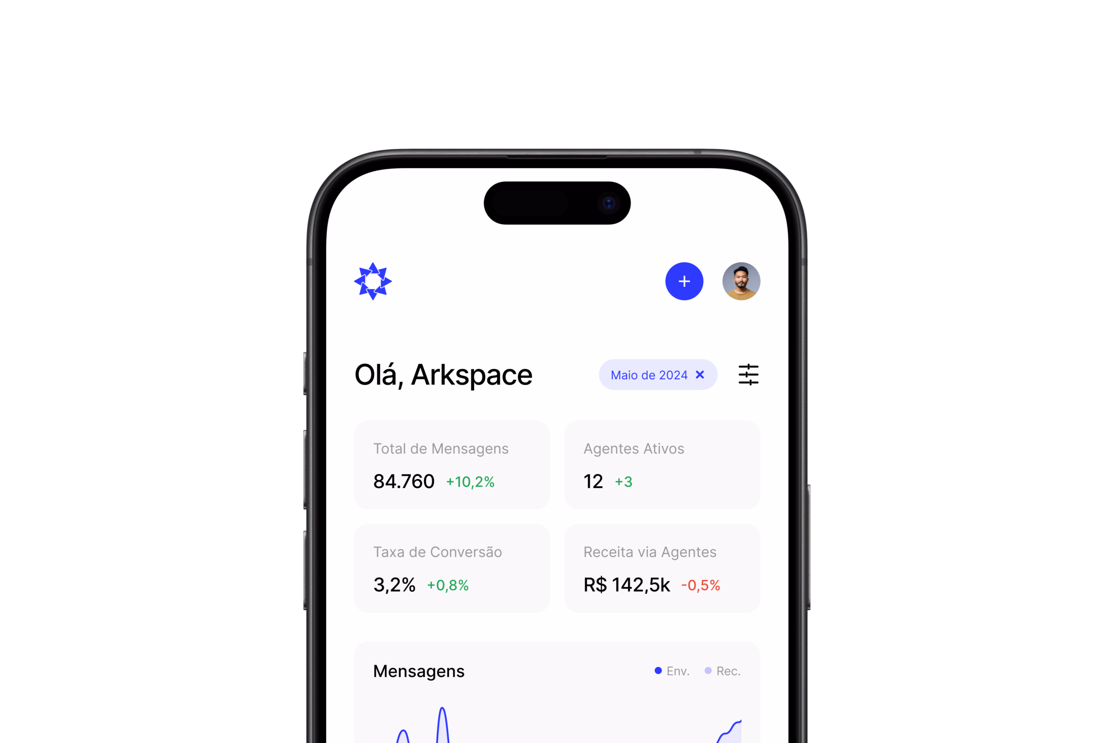 Arkemis — Close-up da home em mobile