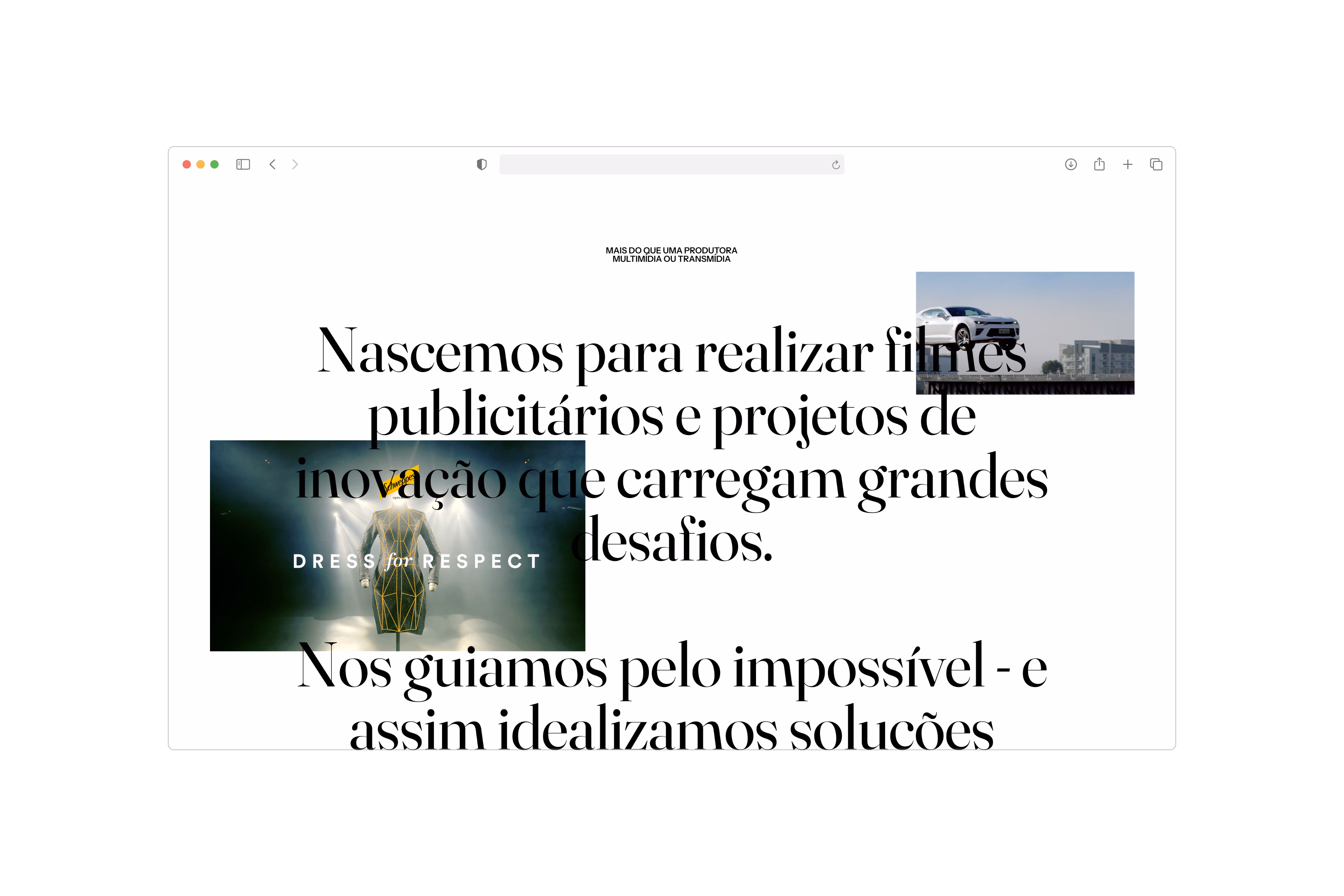 Not So Impossible — Seção intermediária da home em desktop