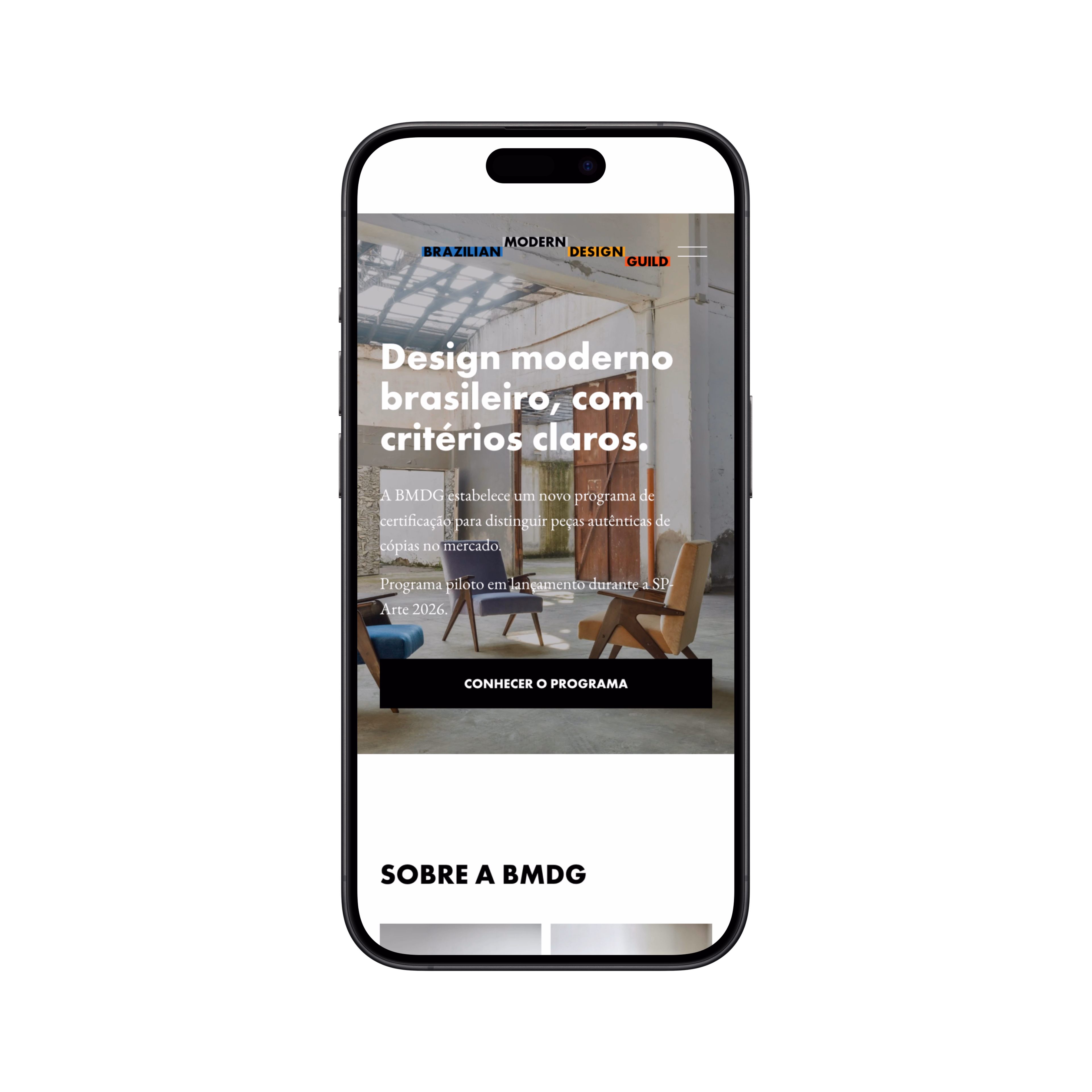 BMDG — Tela mobile do site