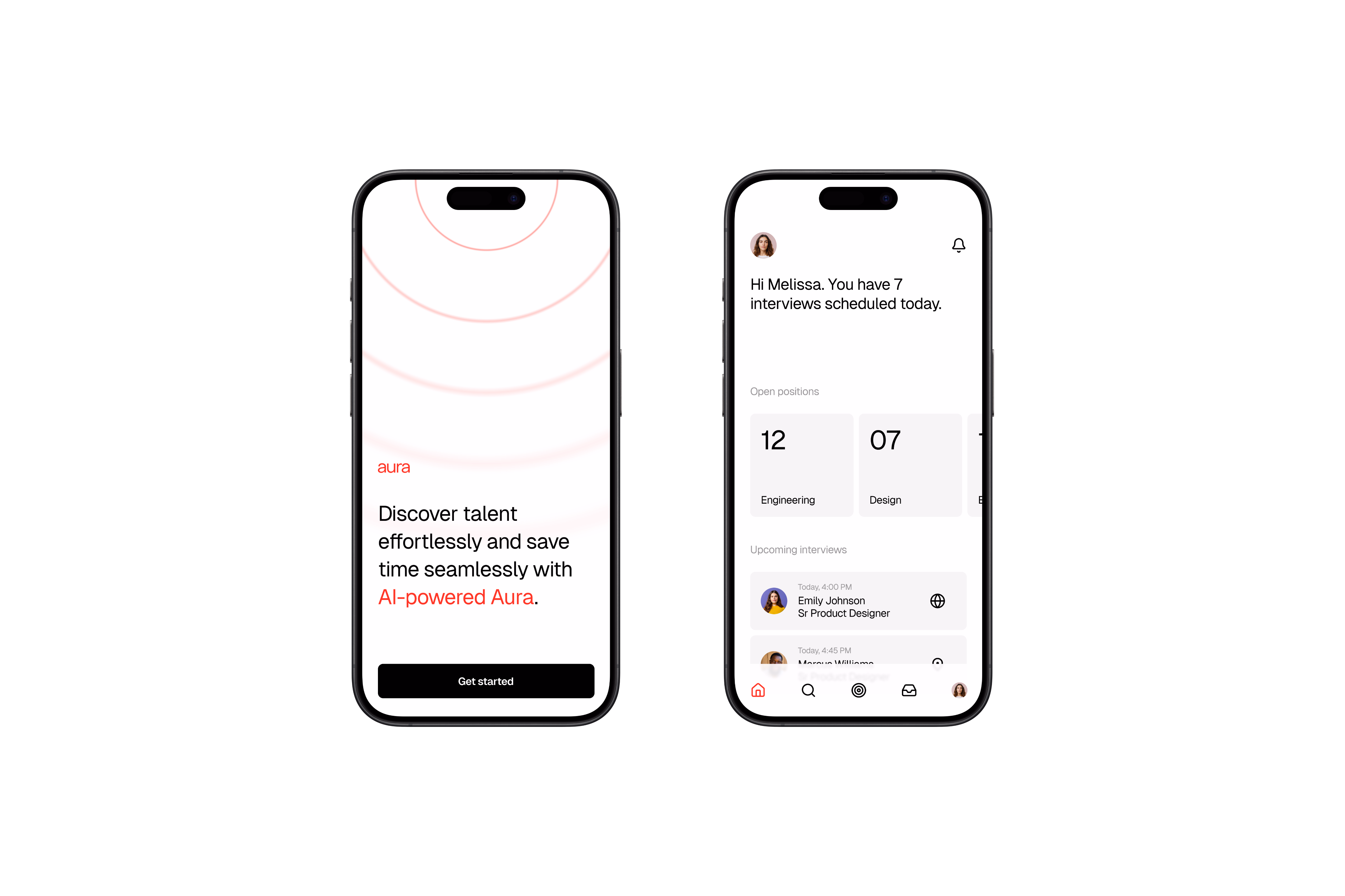 Aura — Tela mobile da plataforma