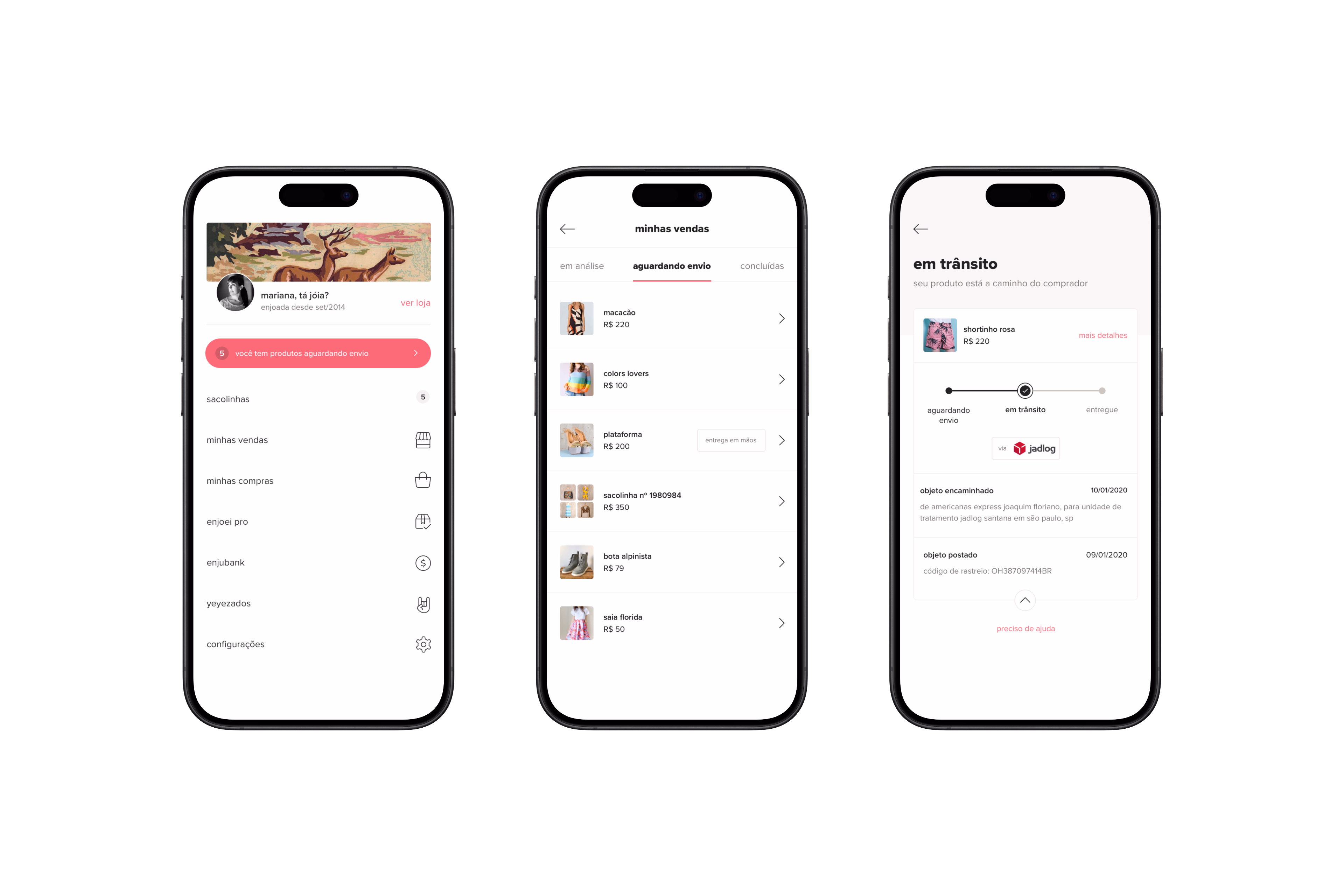 Enjoei — Telas mobile 12 a 14