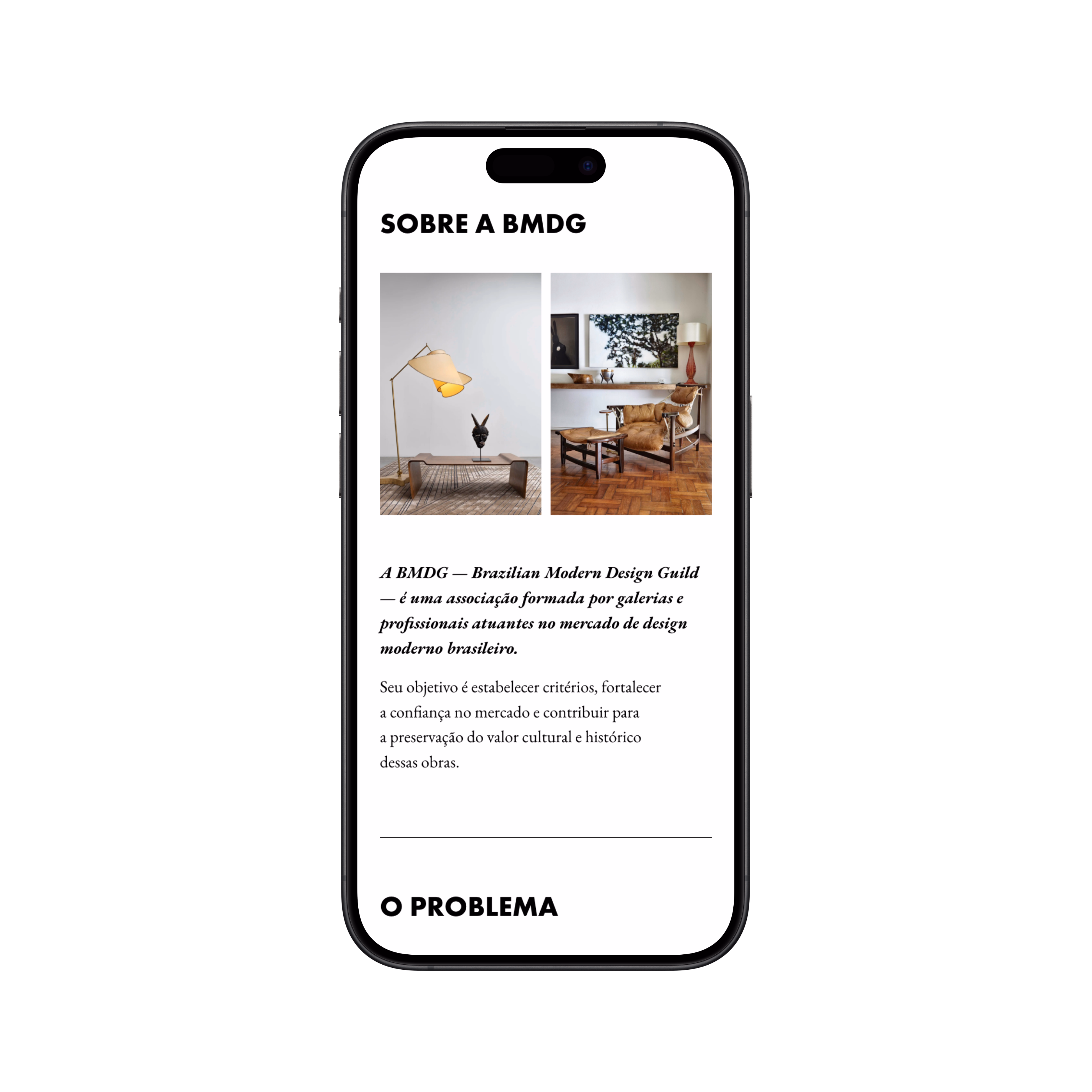 BMDG — Tela mobile do site
