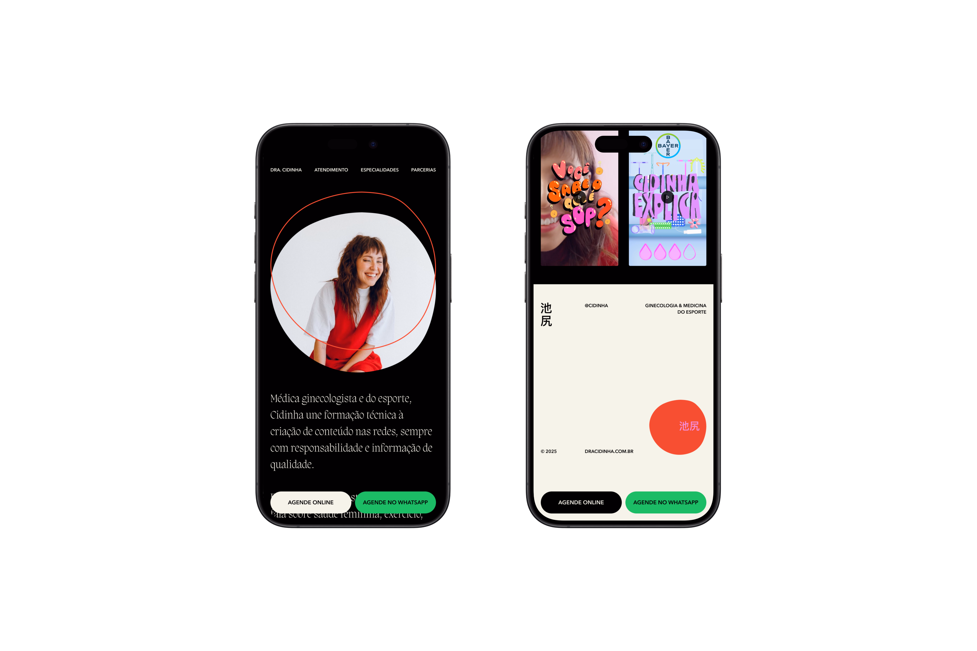 Cidinha — Mais duas telas mobile do site