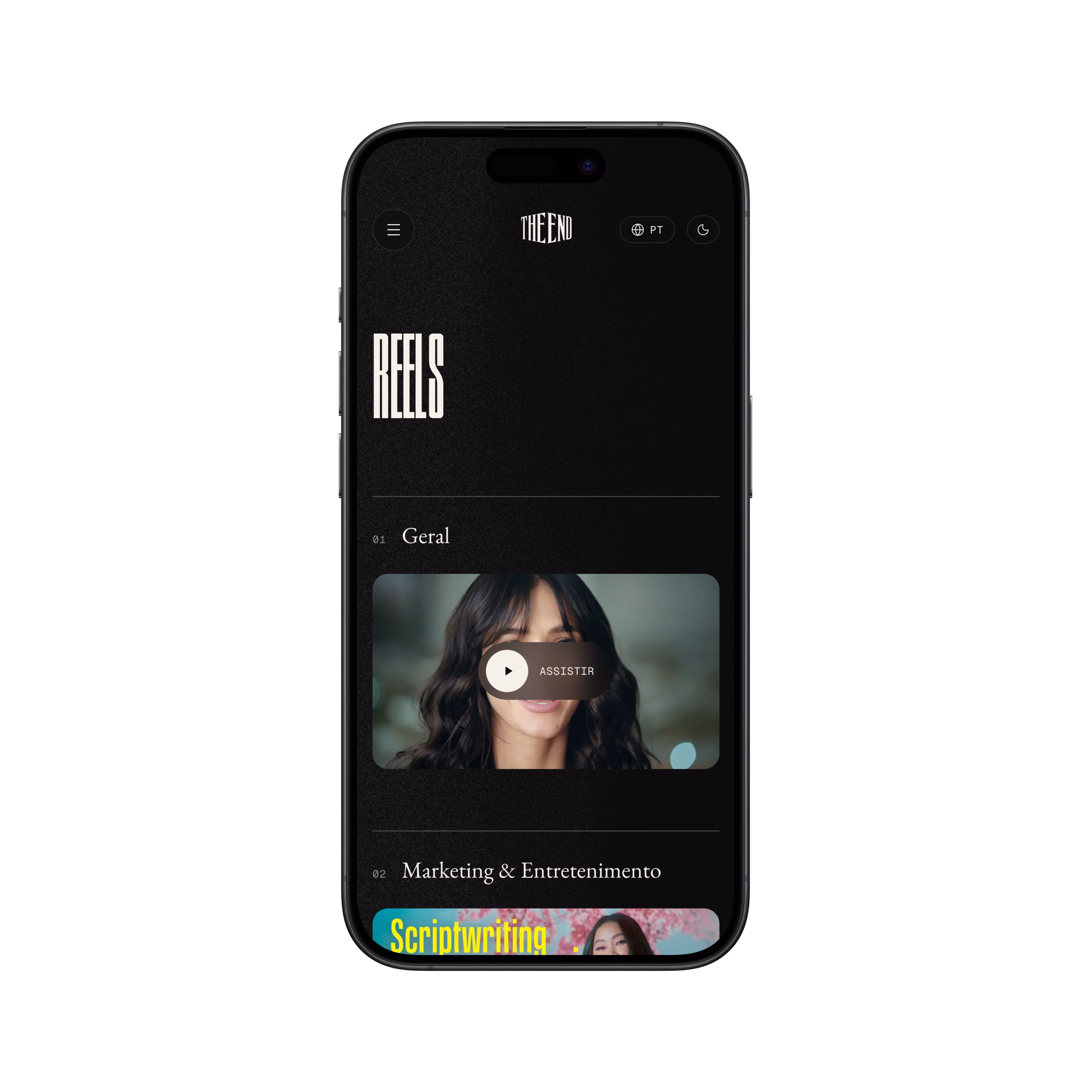 The End — Reels page on mobile