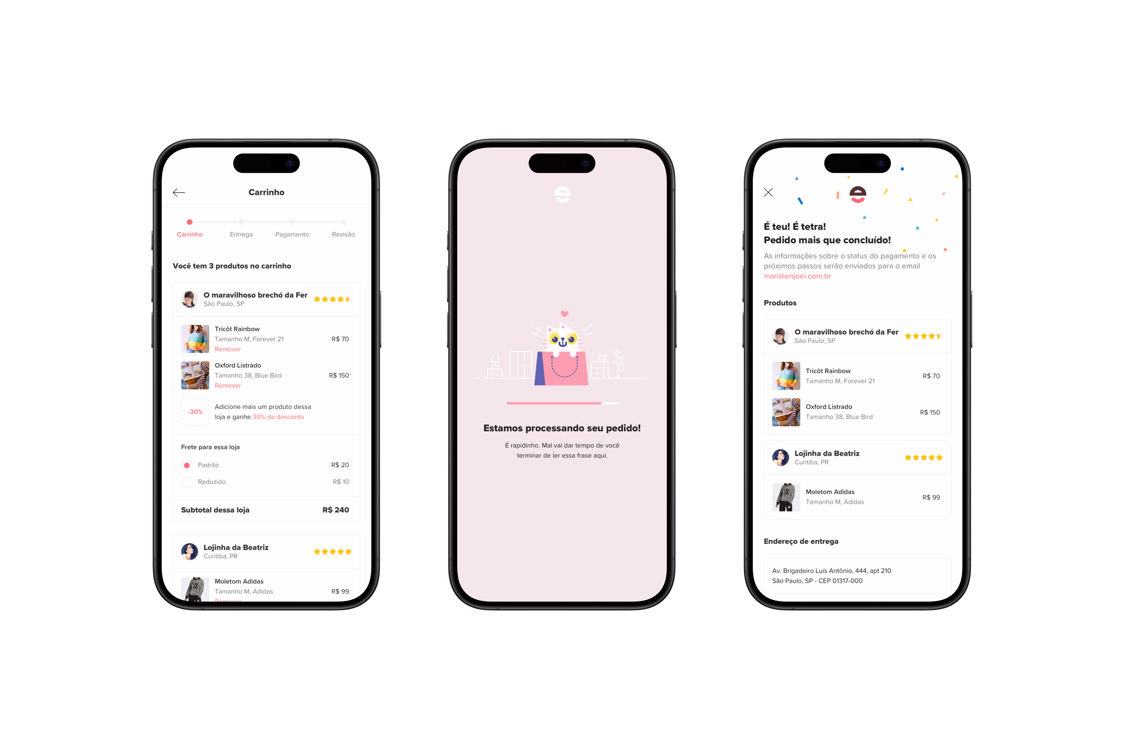 Enjoei — Telas mobile 9 a 11