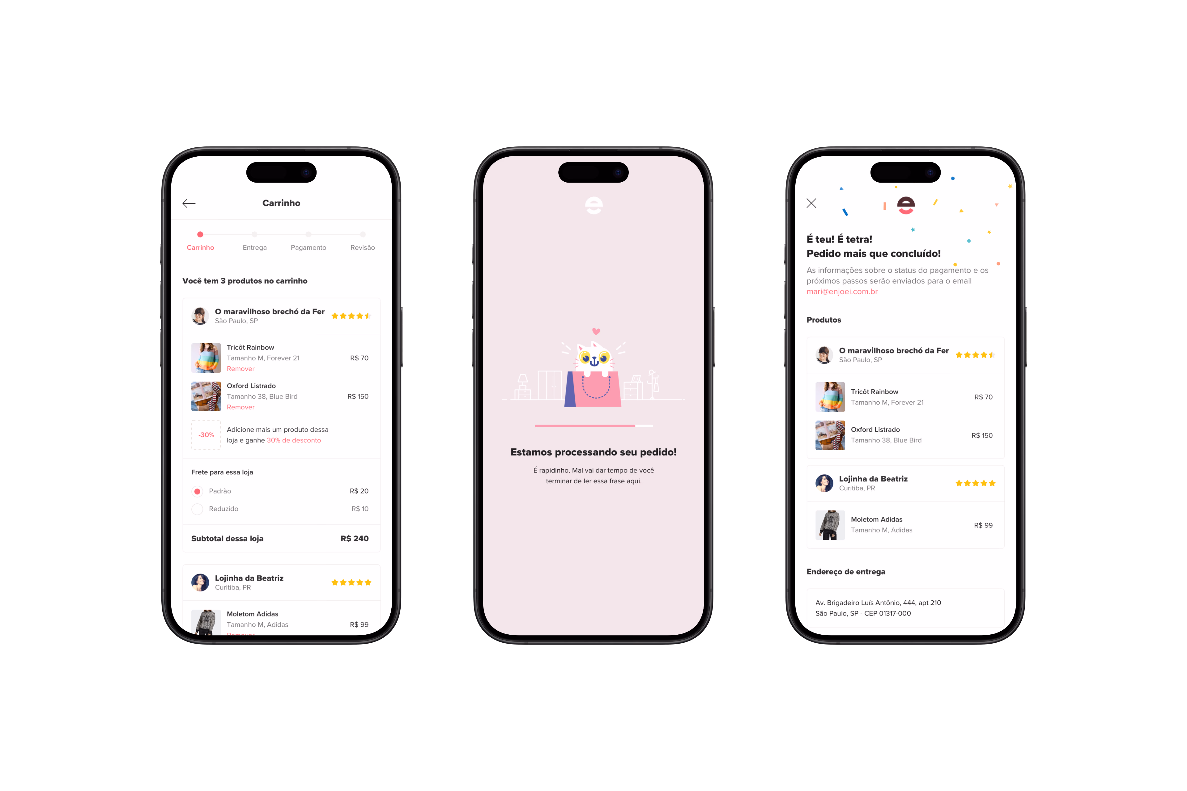 Enjoei — Telas mobile 9 a 11