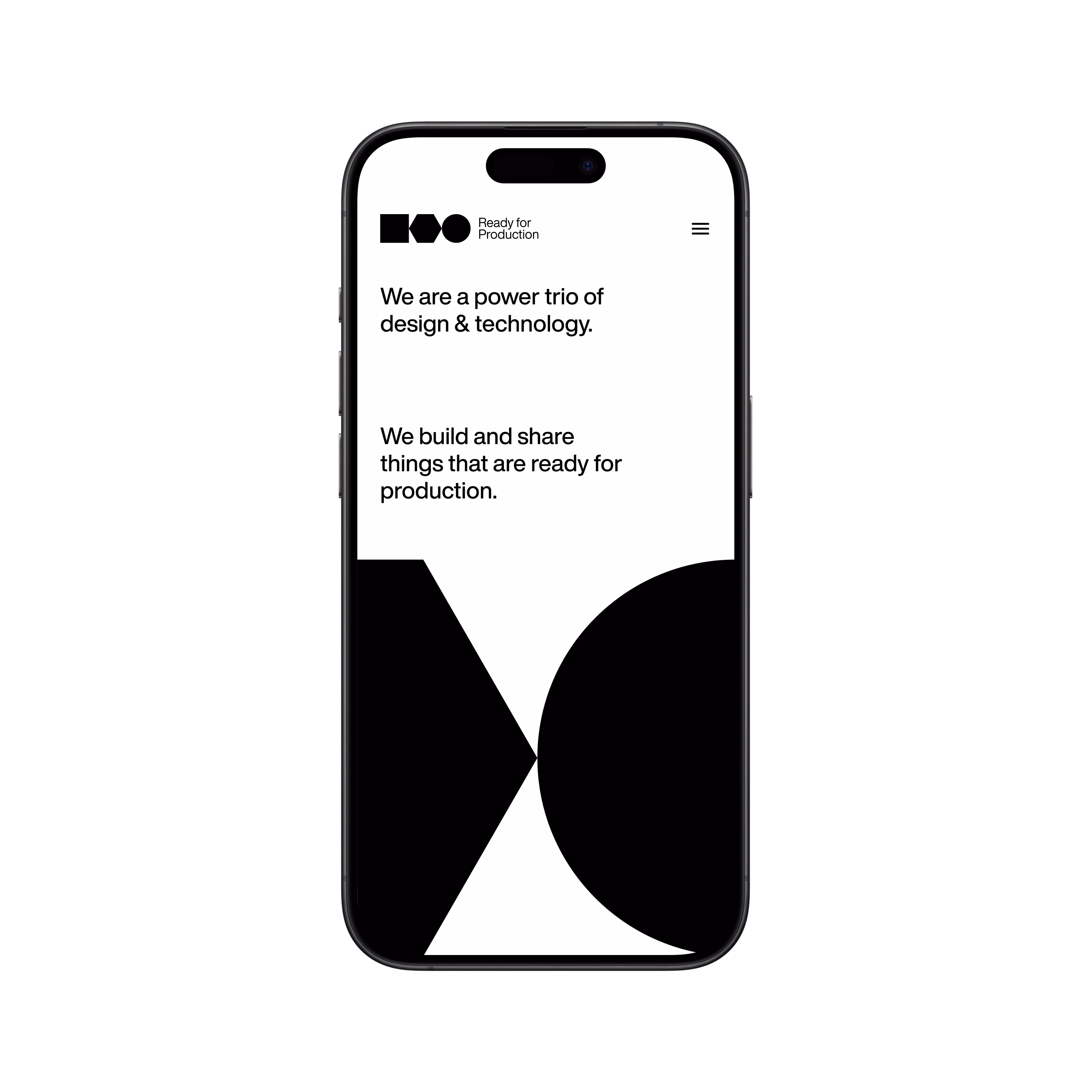 Ready for Production — Tela mobile da home do site