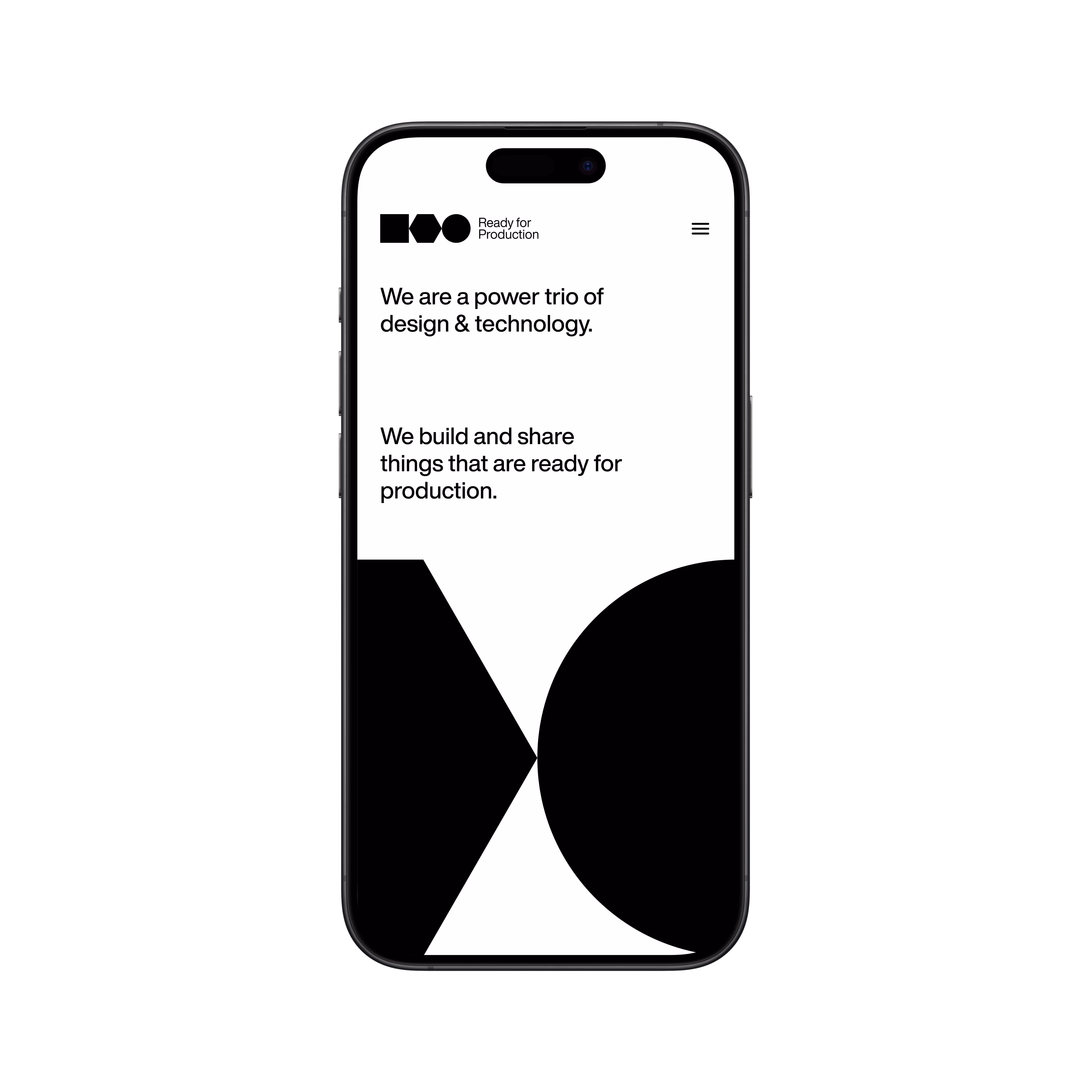 Ready for Production — Tela mobile da home do site