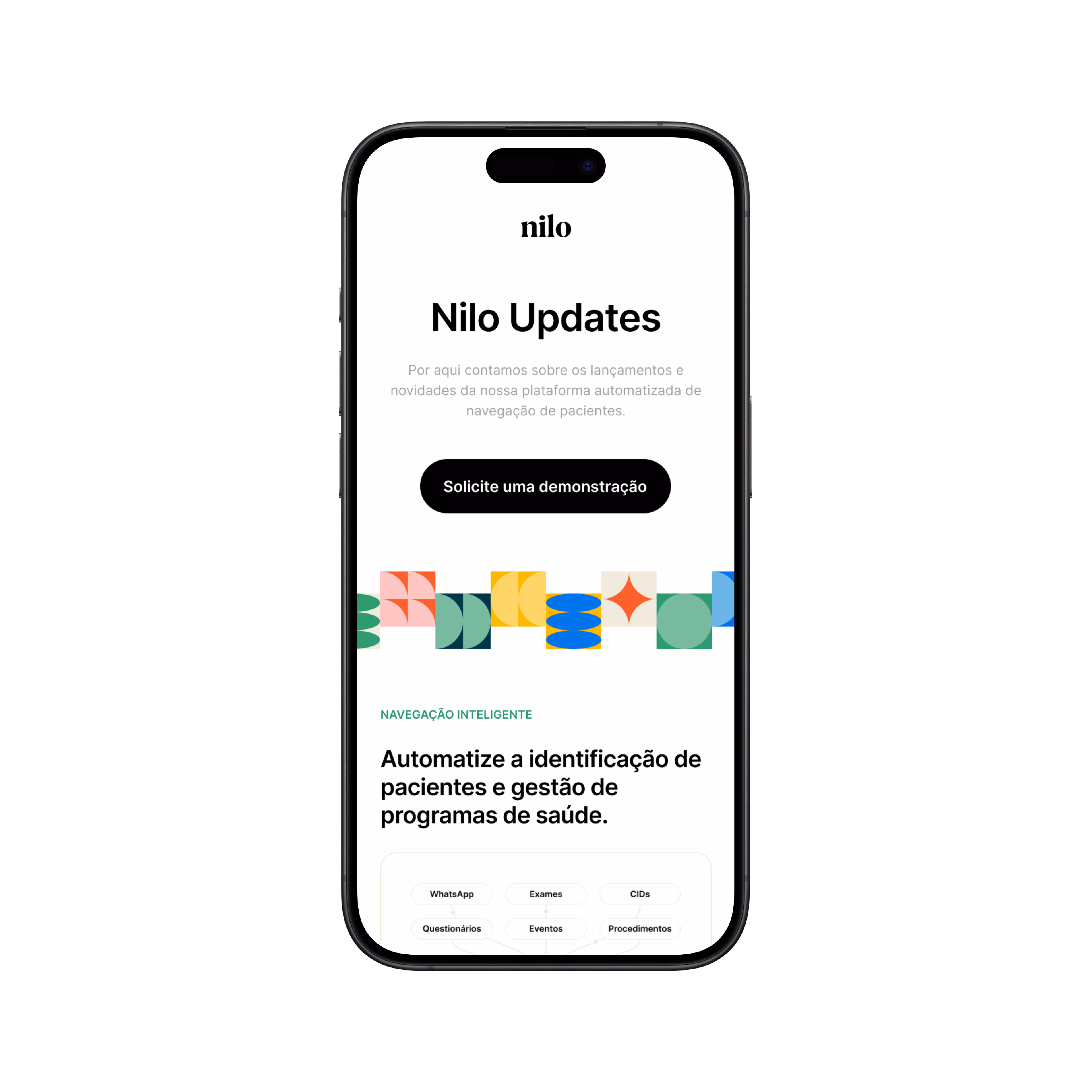 Nilo — Tela mobile de updates