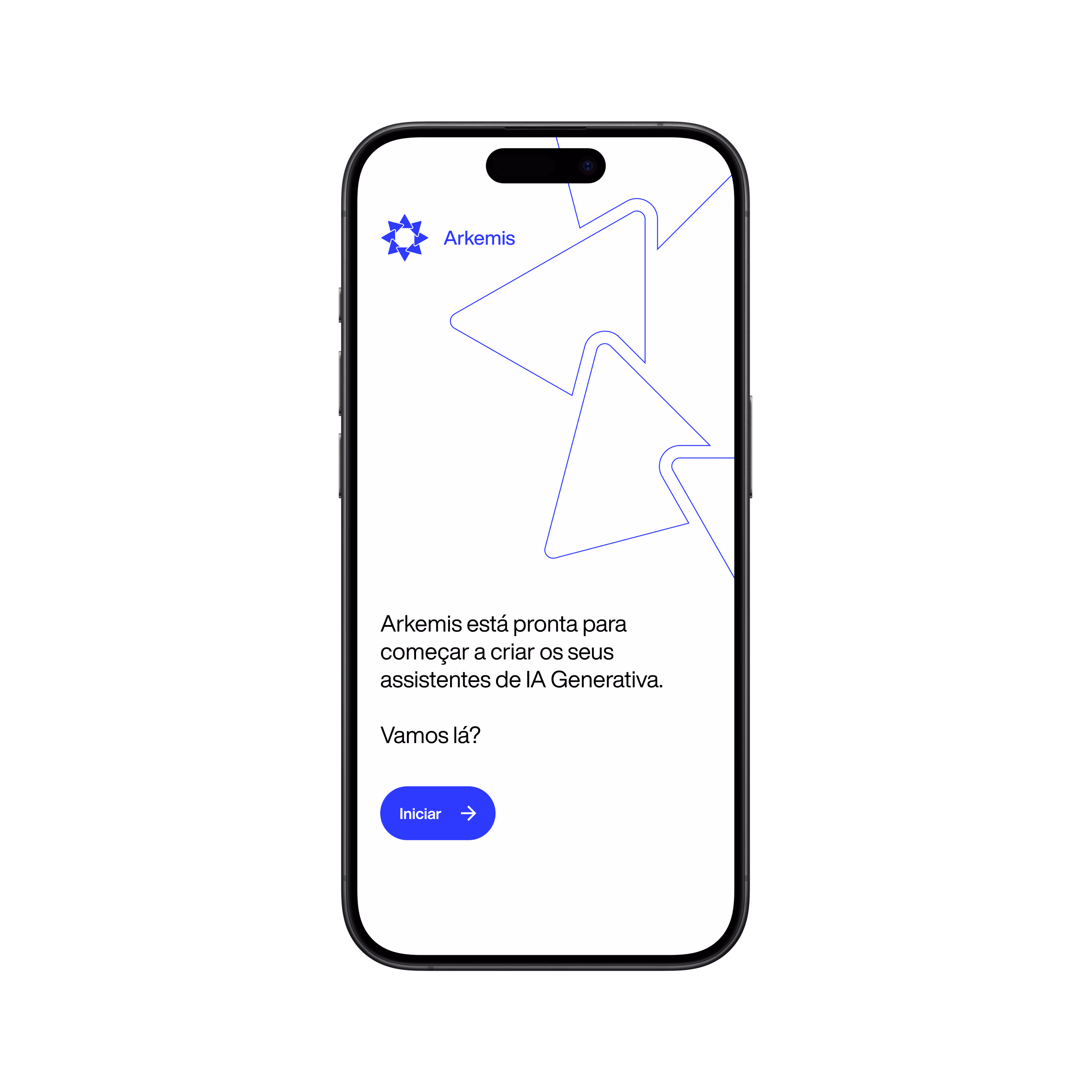 Arkemis — Tela de onboarding do app em mobile