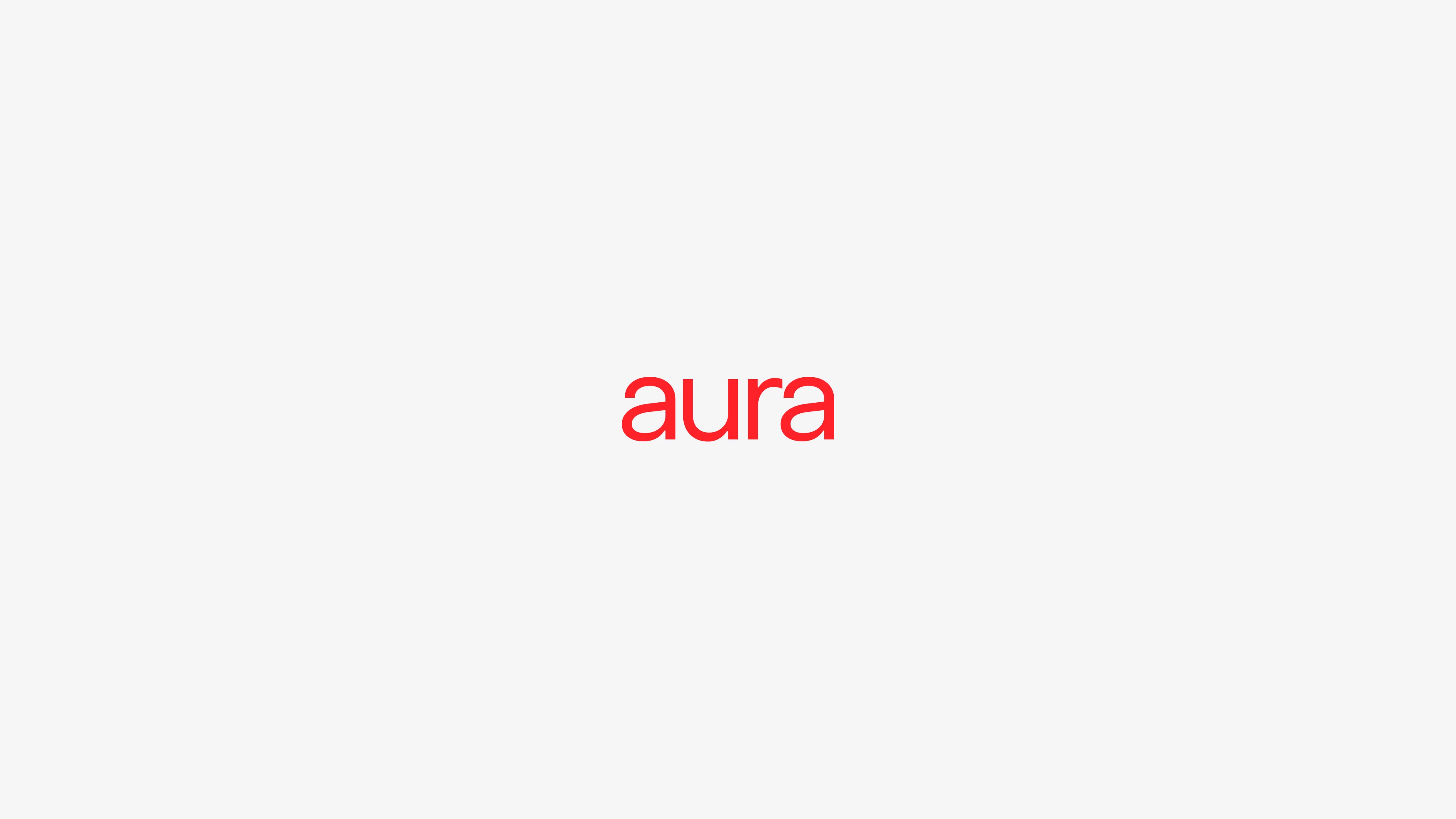Aura — Logotipo vermelho sobre fundo cinza claro