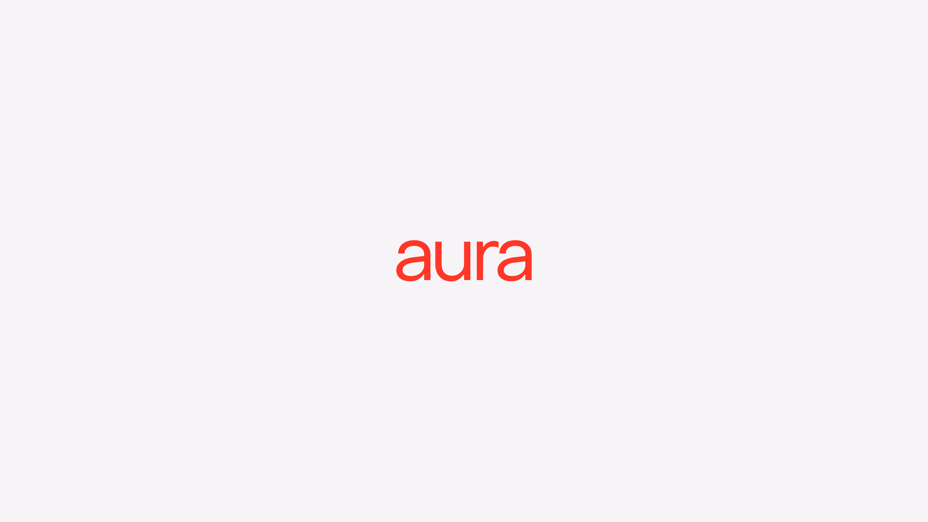 Aura — Red logotype on light gray background