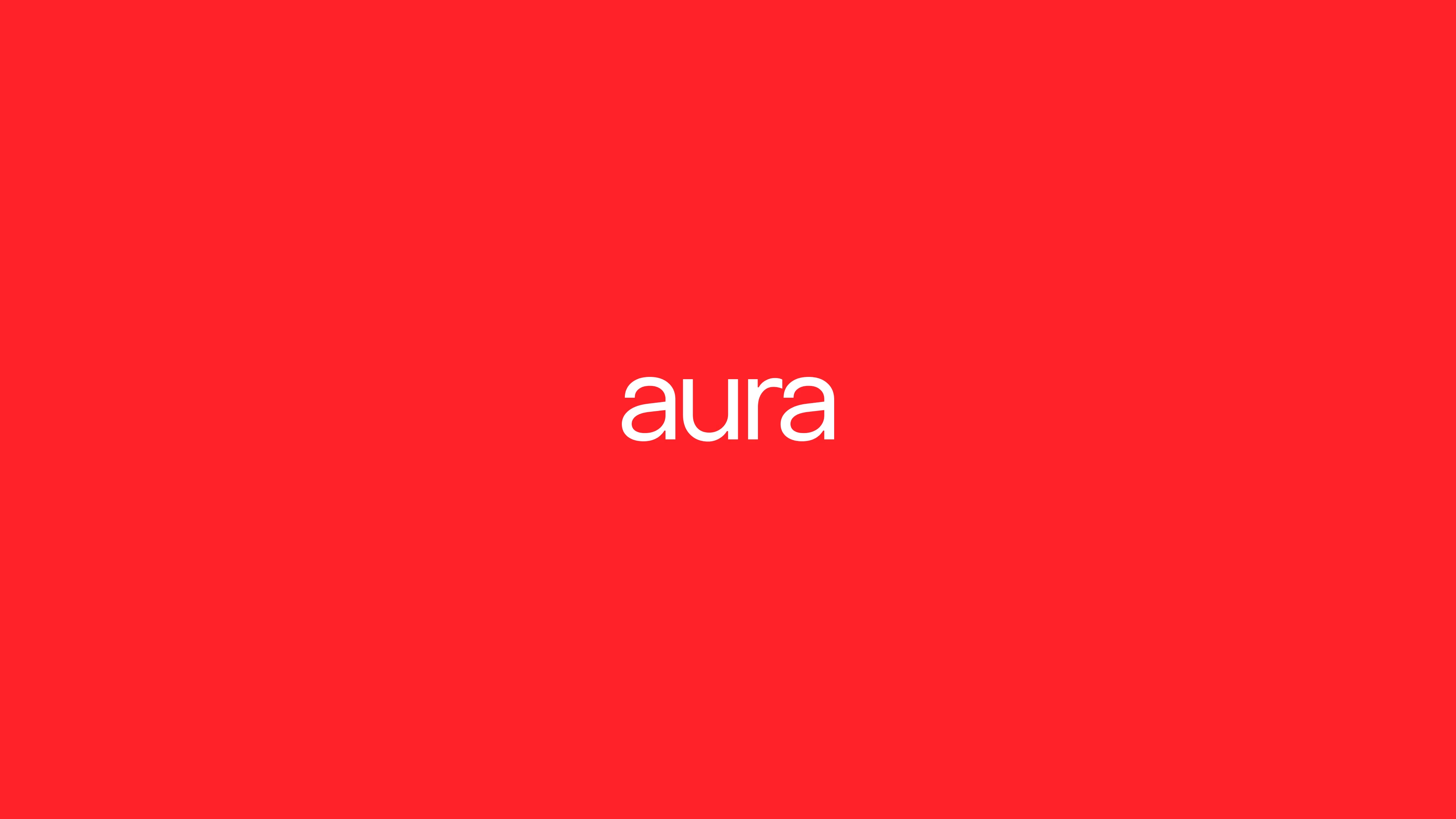 Aura — Logotipo branco sobre fundo vermelho