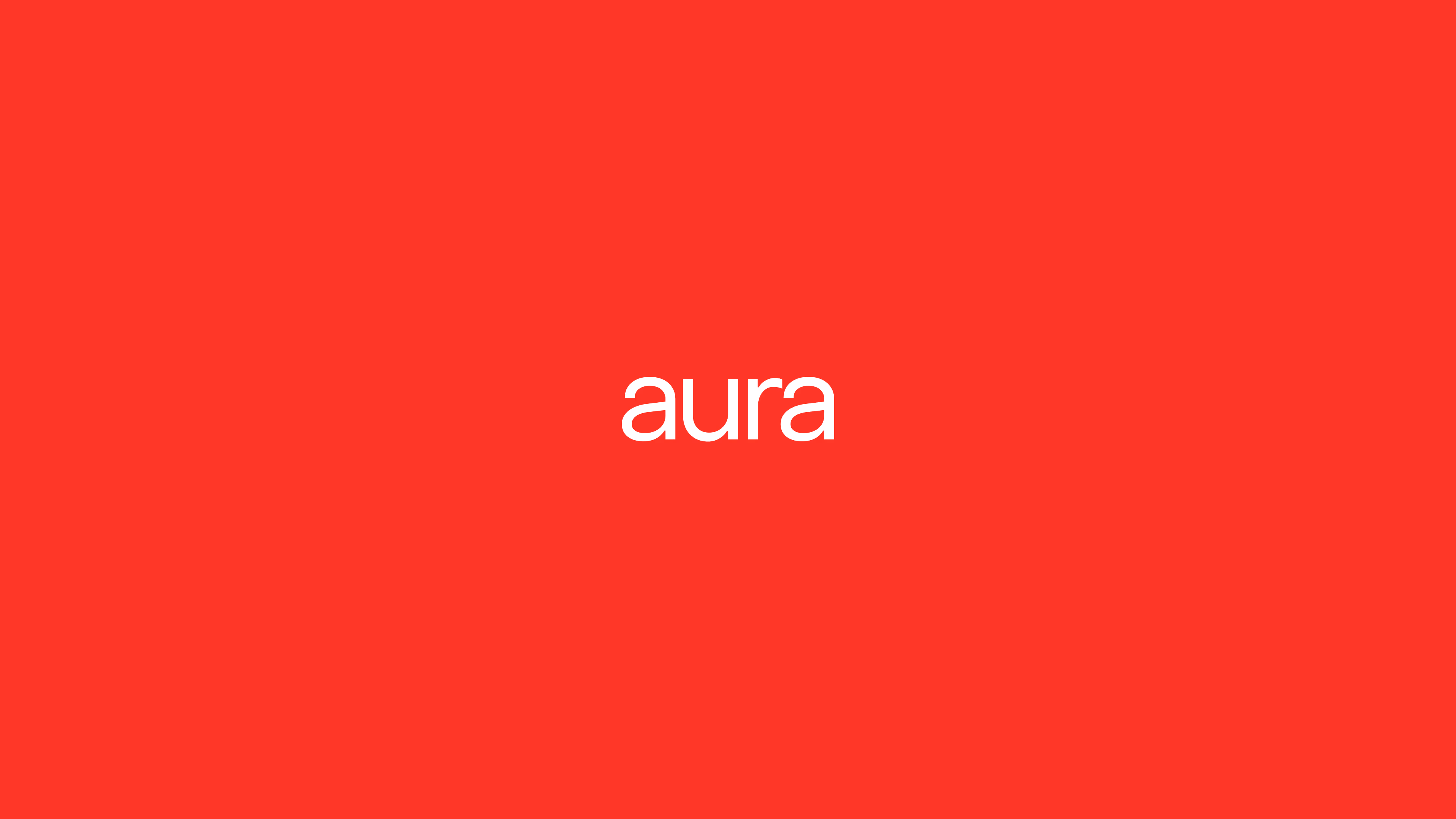 Aura — White logotype on red background