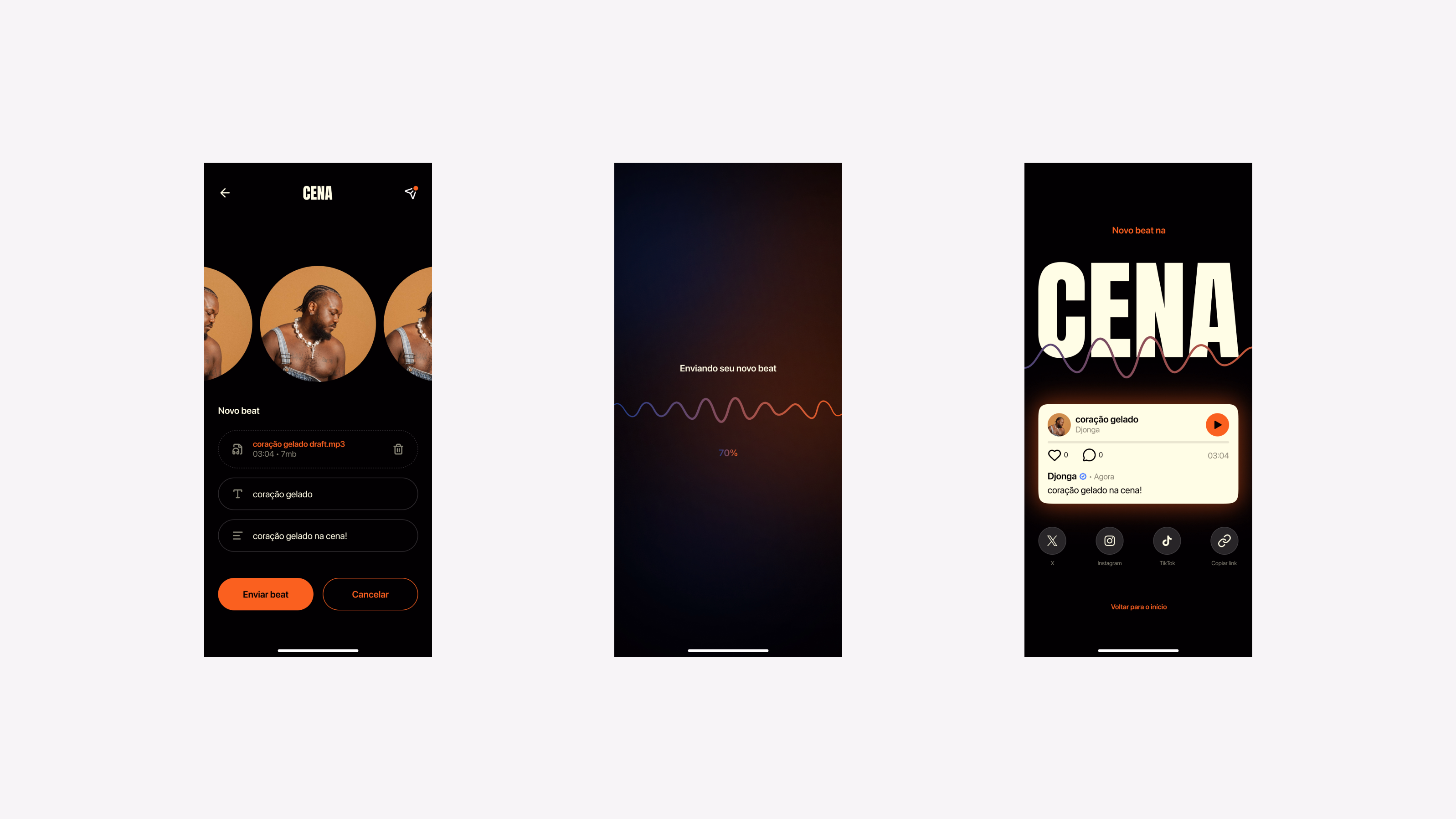 Cena — Artist profile and comments screen