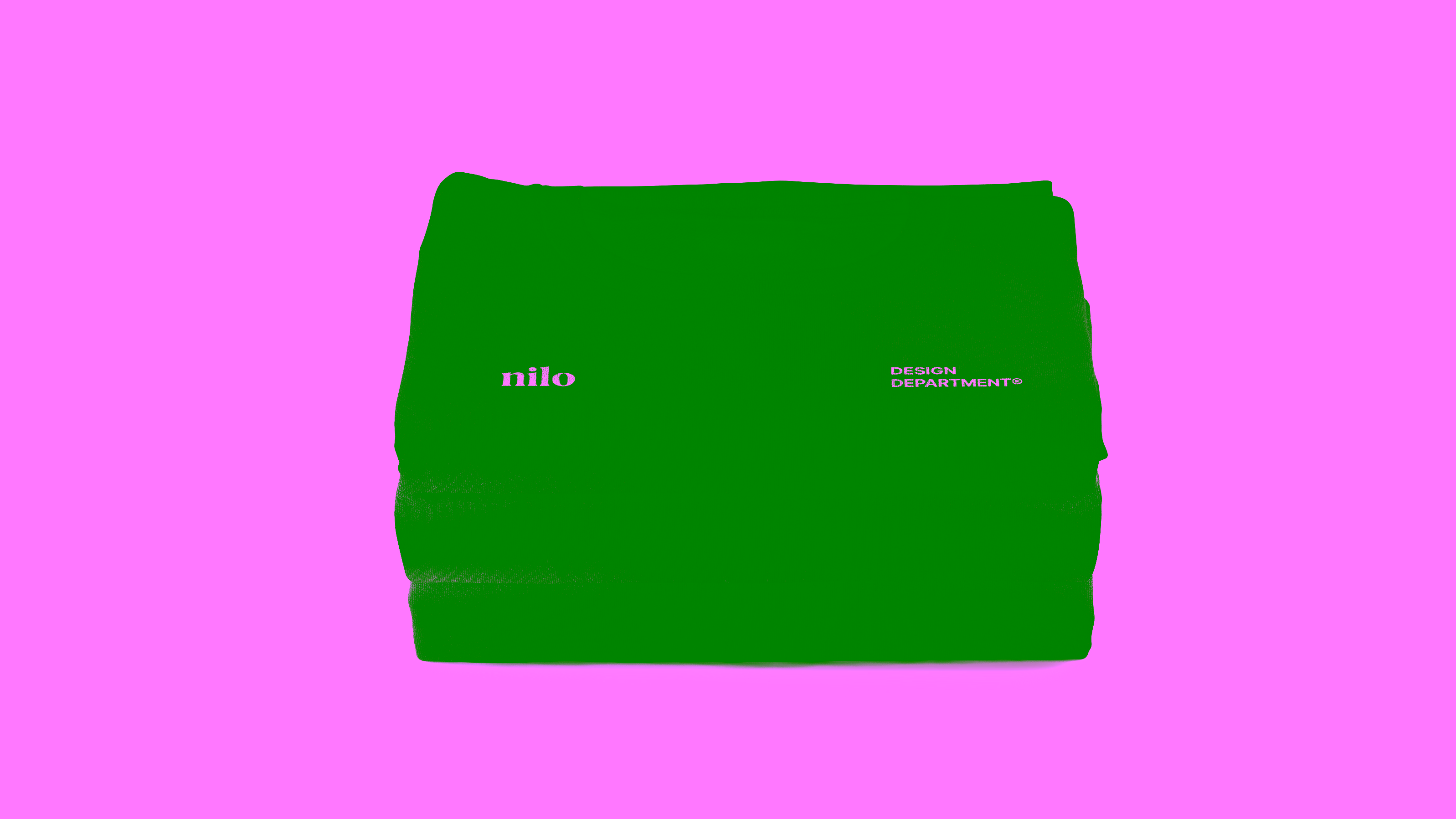 Nilo — Stacked black t-shirts with logo and Design Department