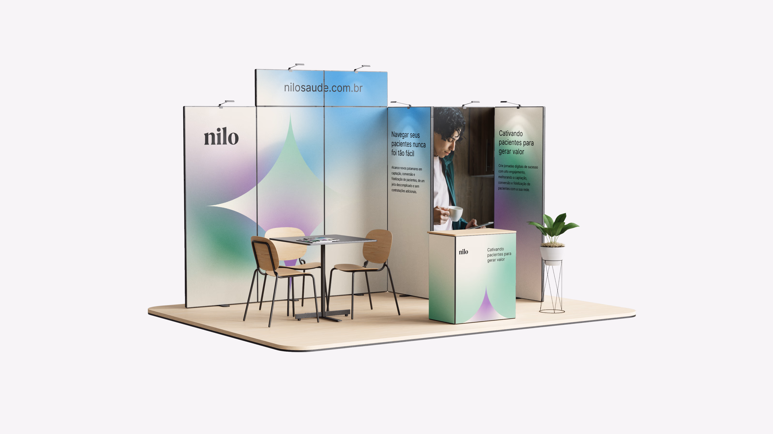 Nilo — 3D render of trade show booth for events and conferences