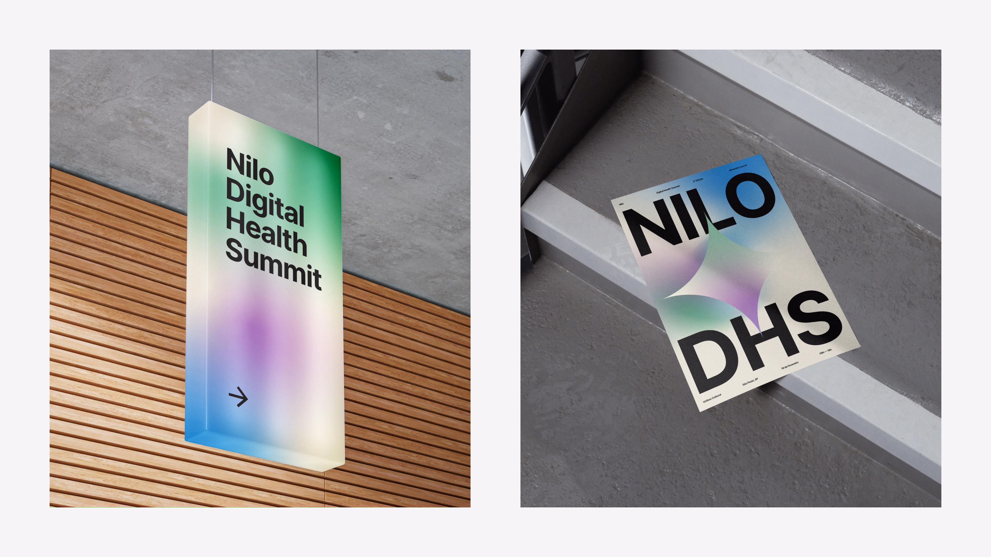Nilo — Digital Health Summit signage with vertical banner and poster