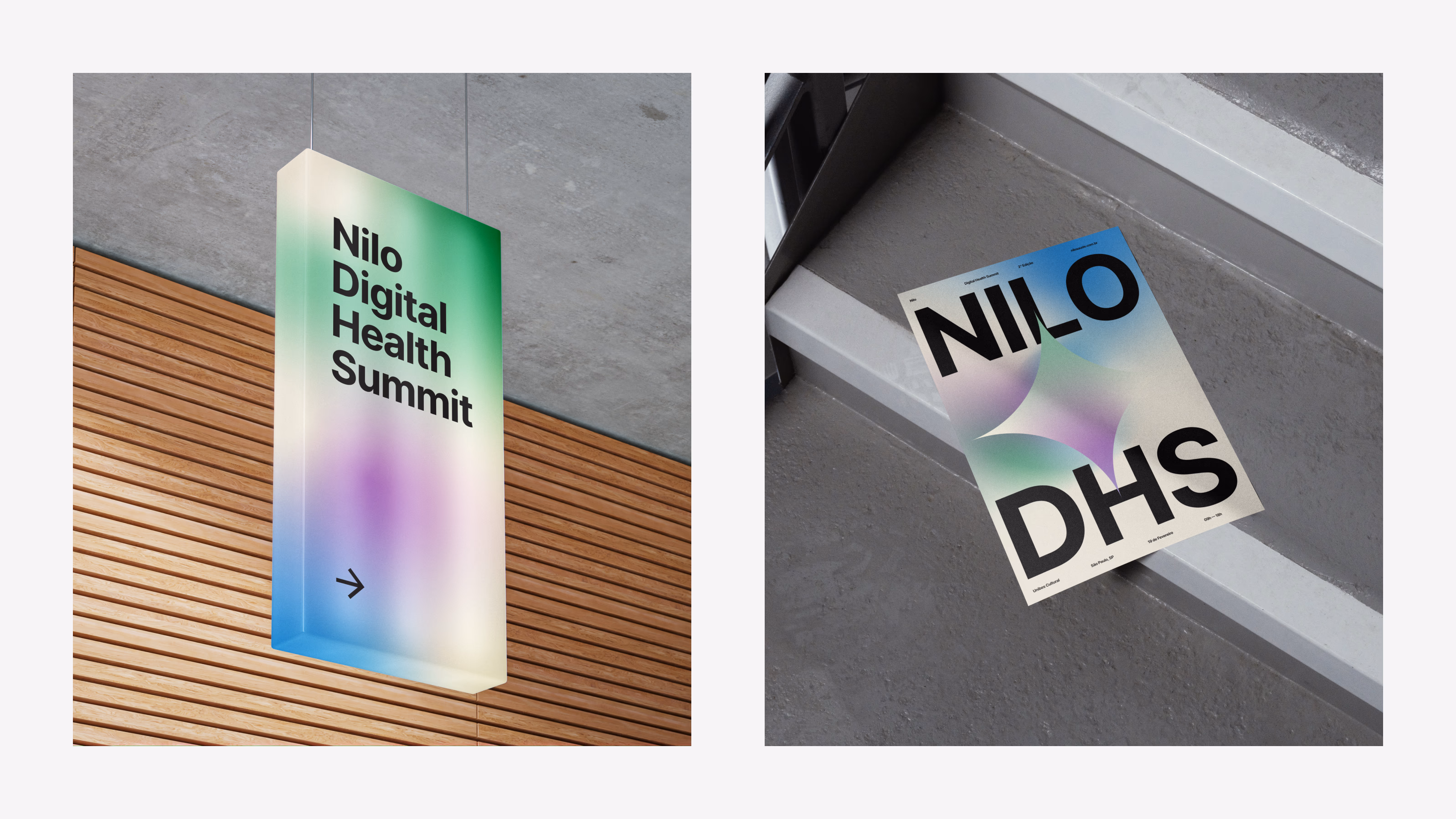 Nilo — Digital Health Summit signage with vertical banner and poster