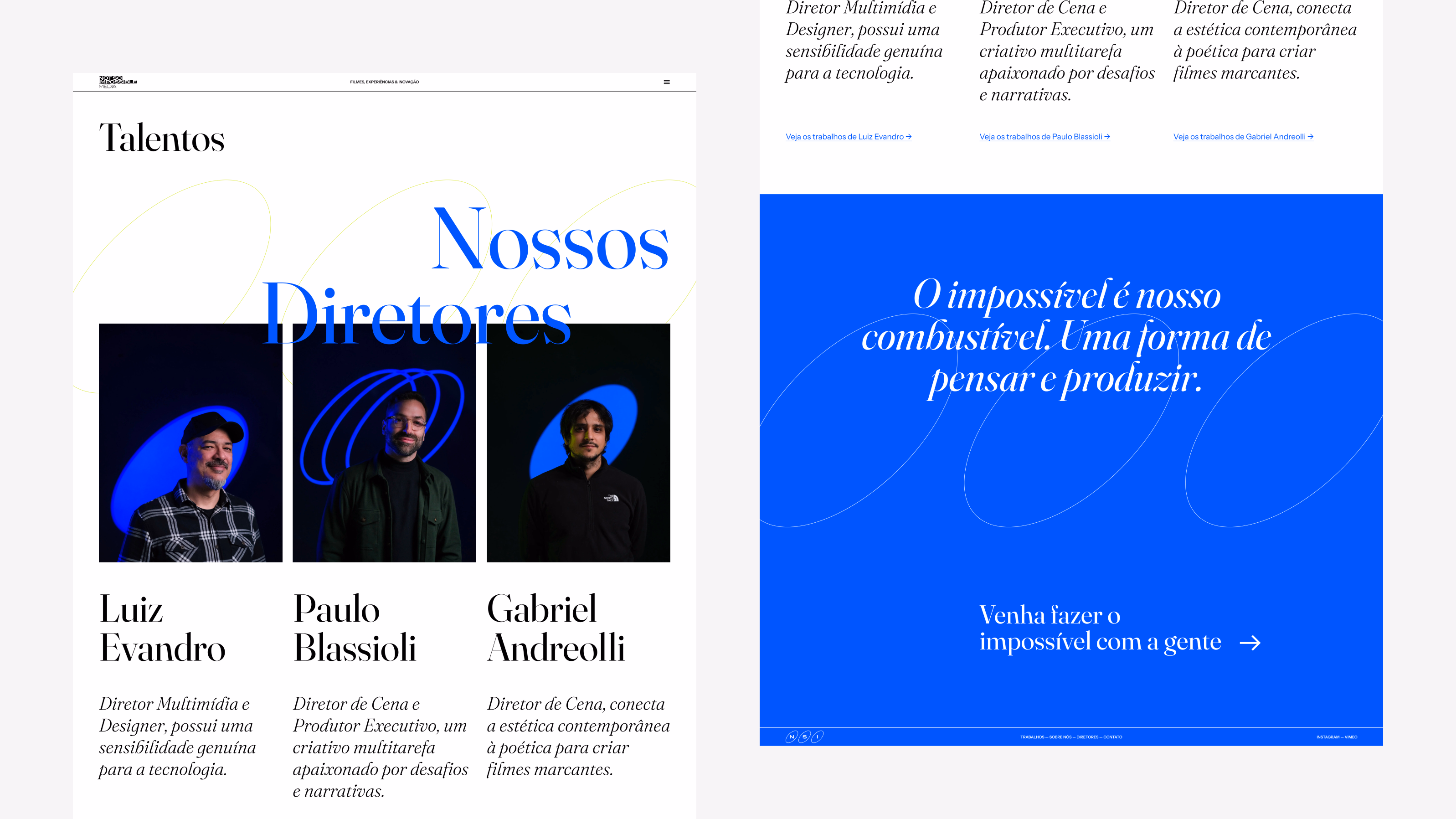 Not So Impossible — Directors page with portraits and quote section