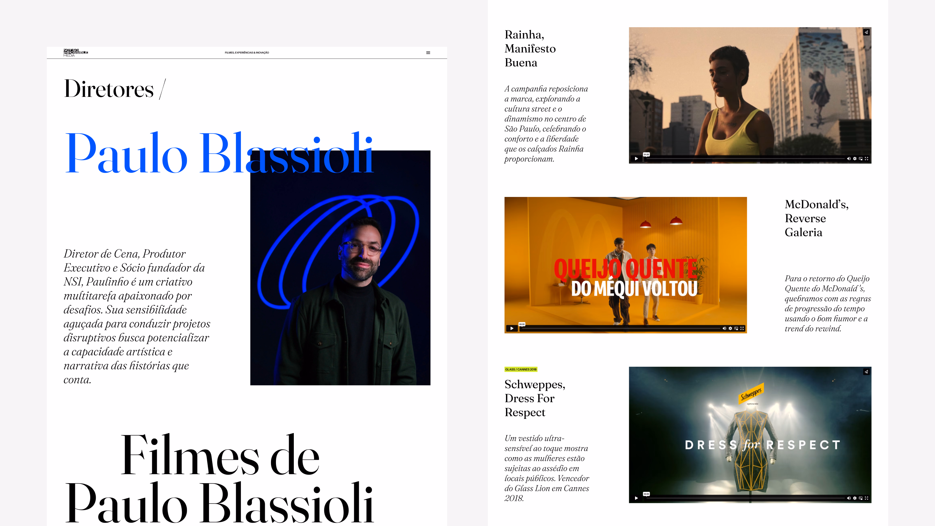 Not So Impossible — Director profile page with bio and filmography grid