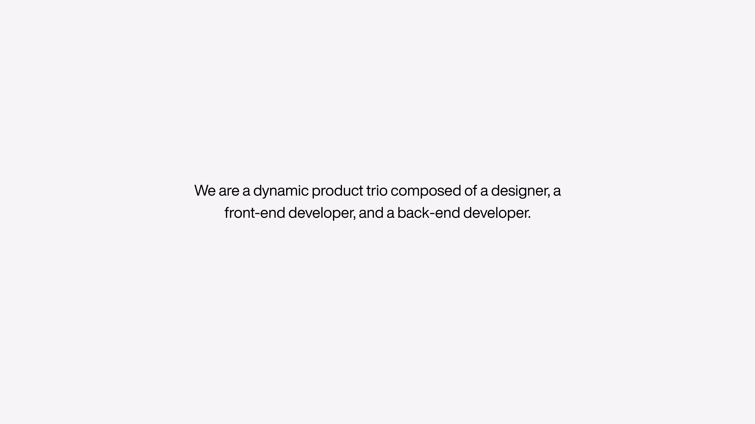 Ready for Production — Slide apresentando o trio de designer, front-end e back-end