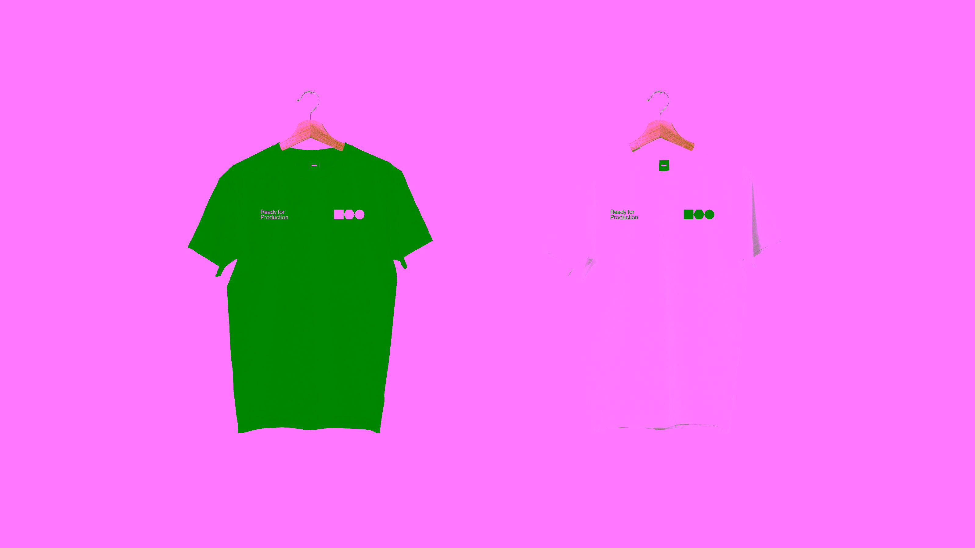 Ready for Production — Black and white t-shirt mockups with logo