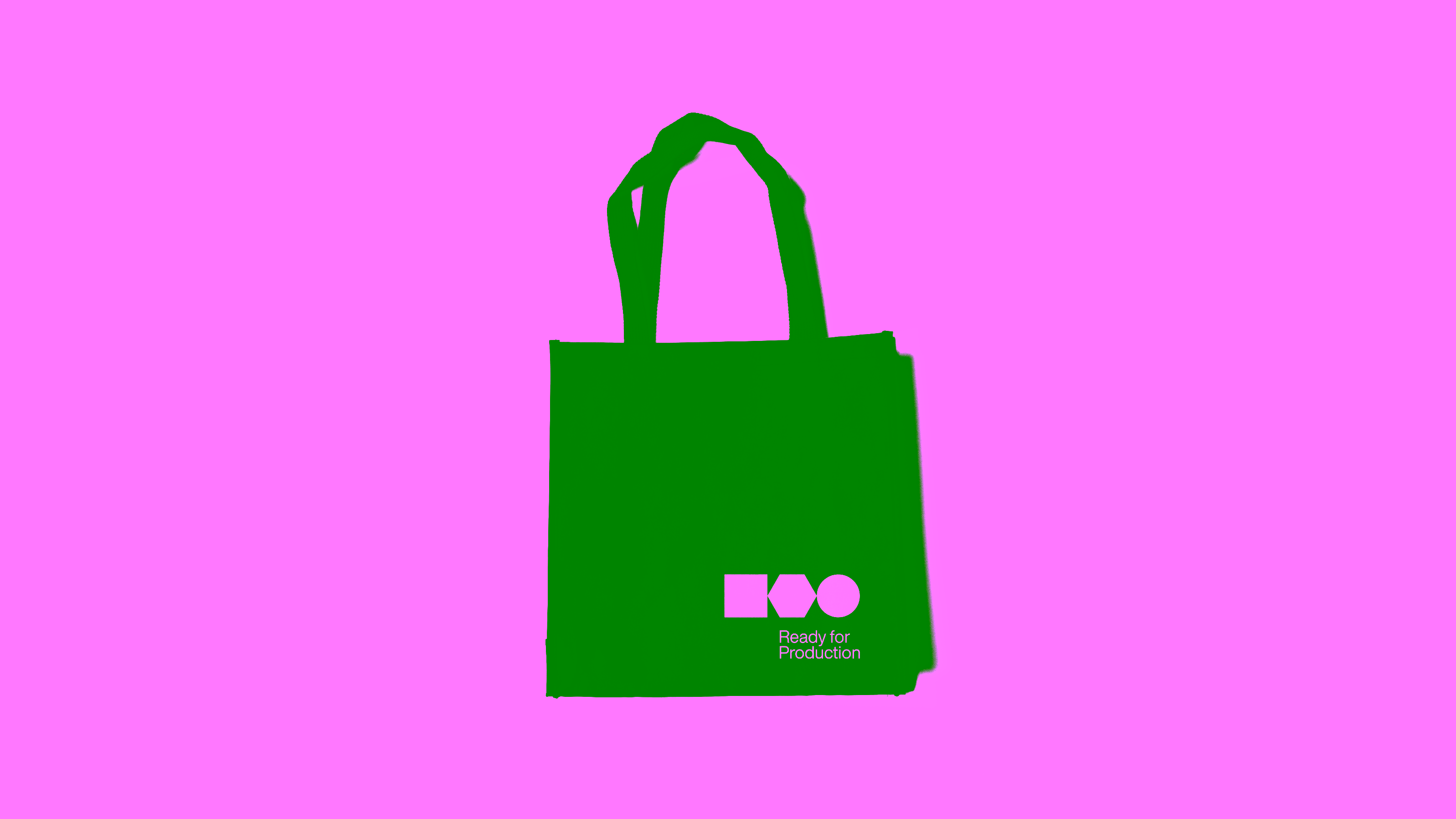 Ready for Production — Black tote bag mockup with white logo