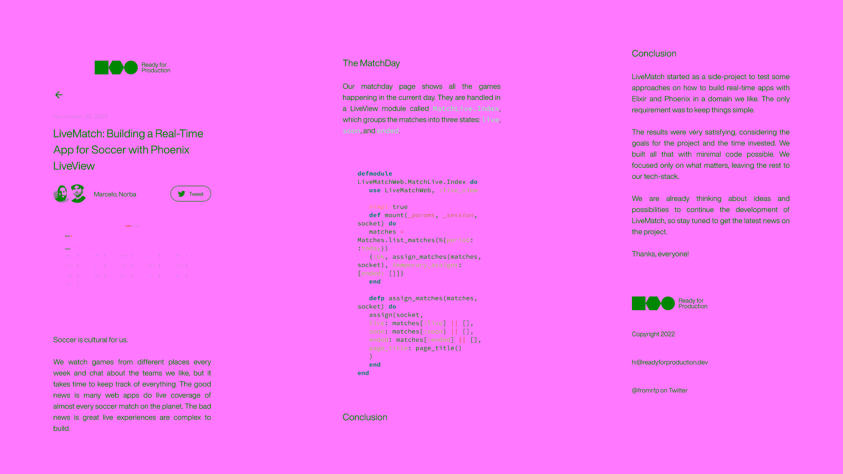 Ready for Production — Three mobile responsive blog post screens