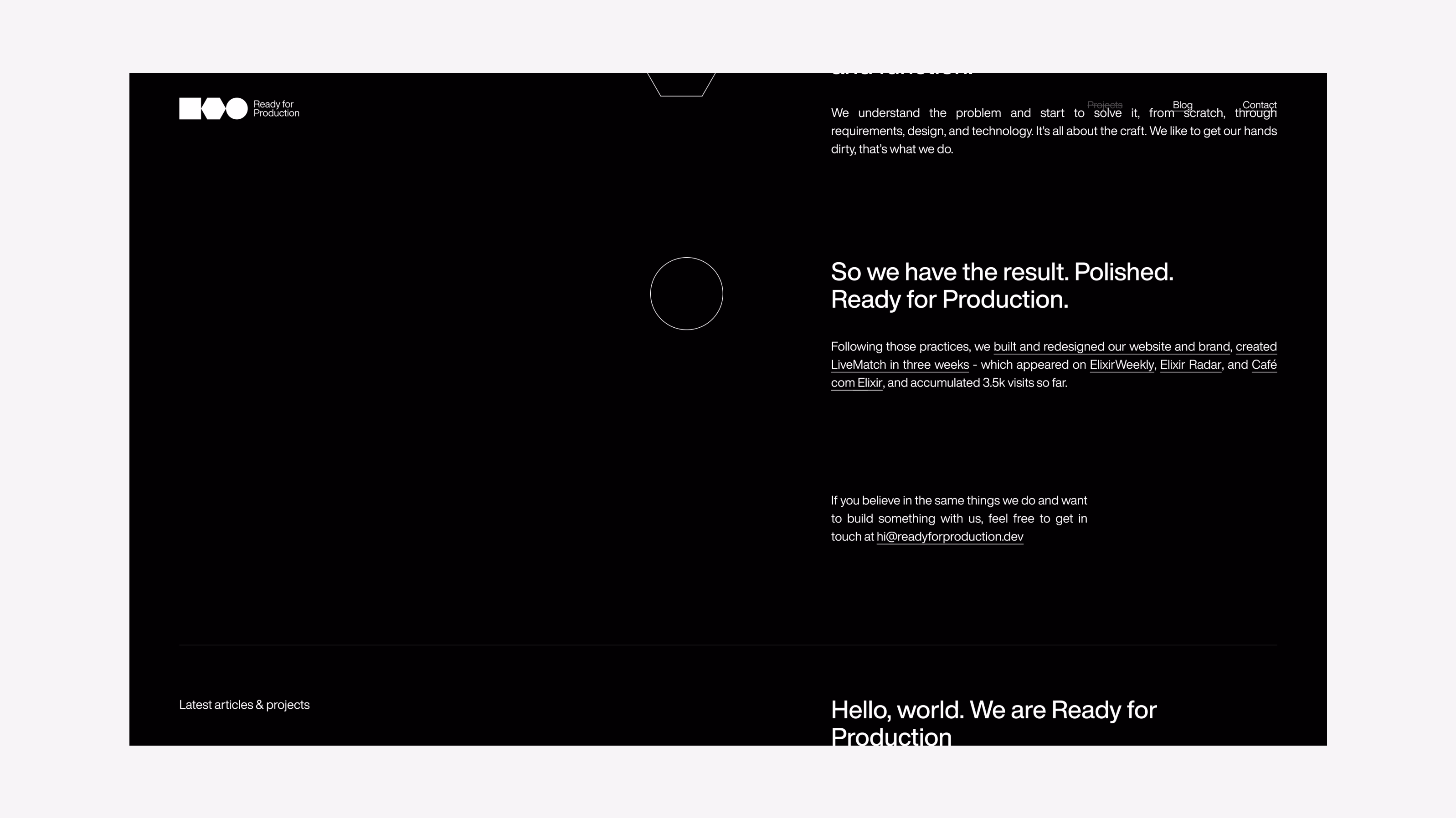 Ready for Production — Website process continuation with polished result and contact